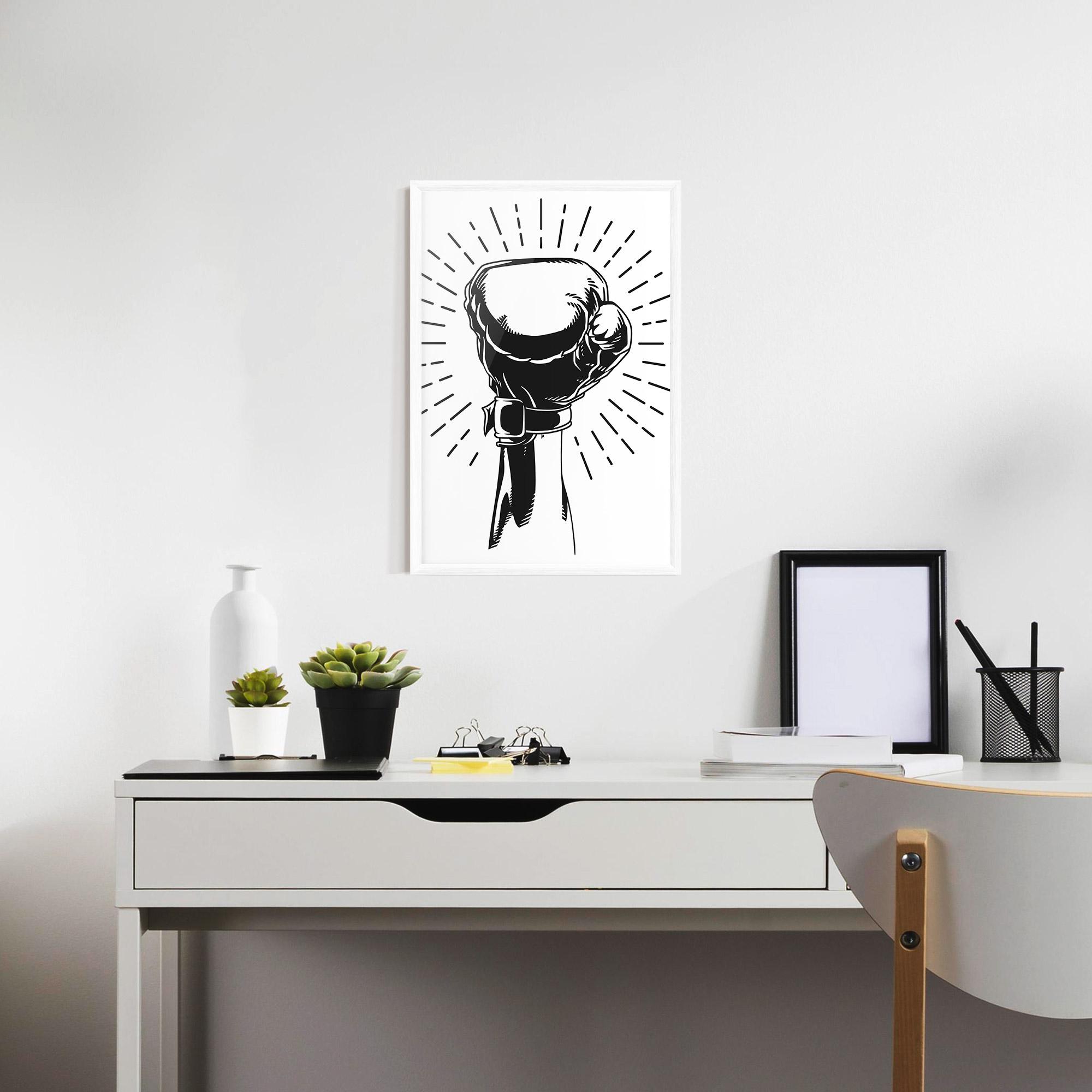 Gerahmte Poster White Hand Boxing mockup 7