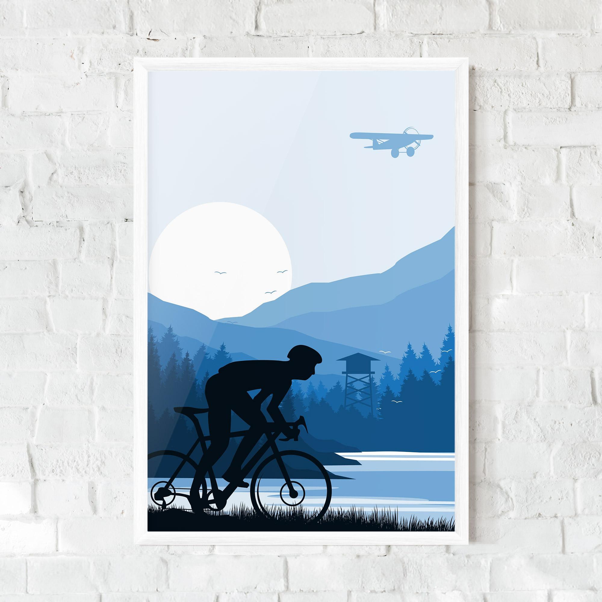 Gerahmte Poster Blue Light Bike mockup 0