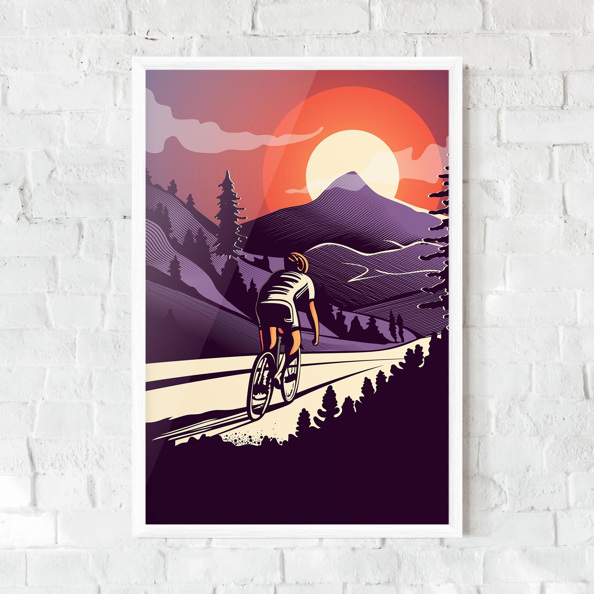 Gerahmte Poster Cycling Sunset mockup 0