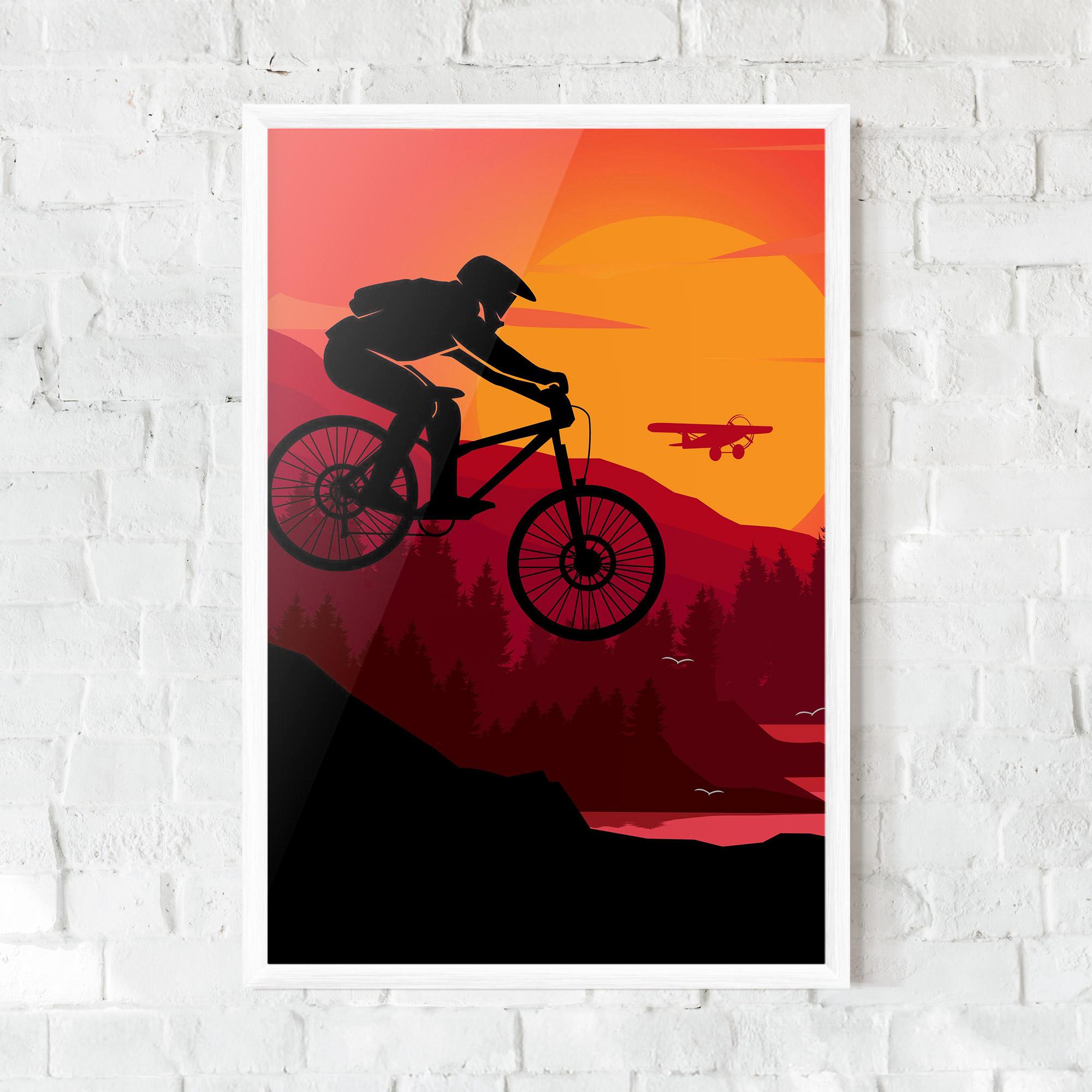 Gerahmte Poster Mountain Bike Sunset mockup 0