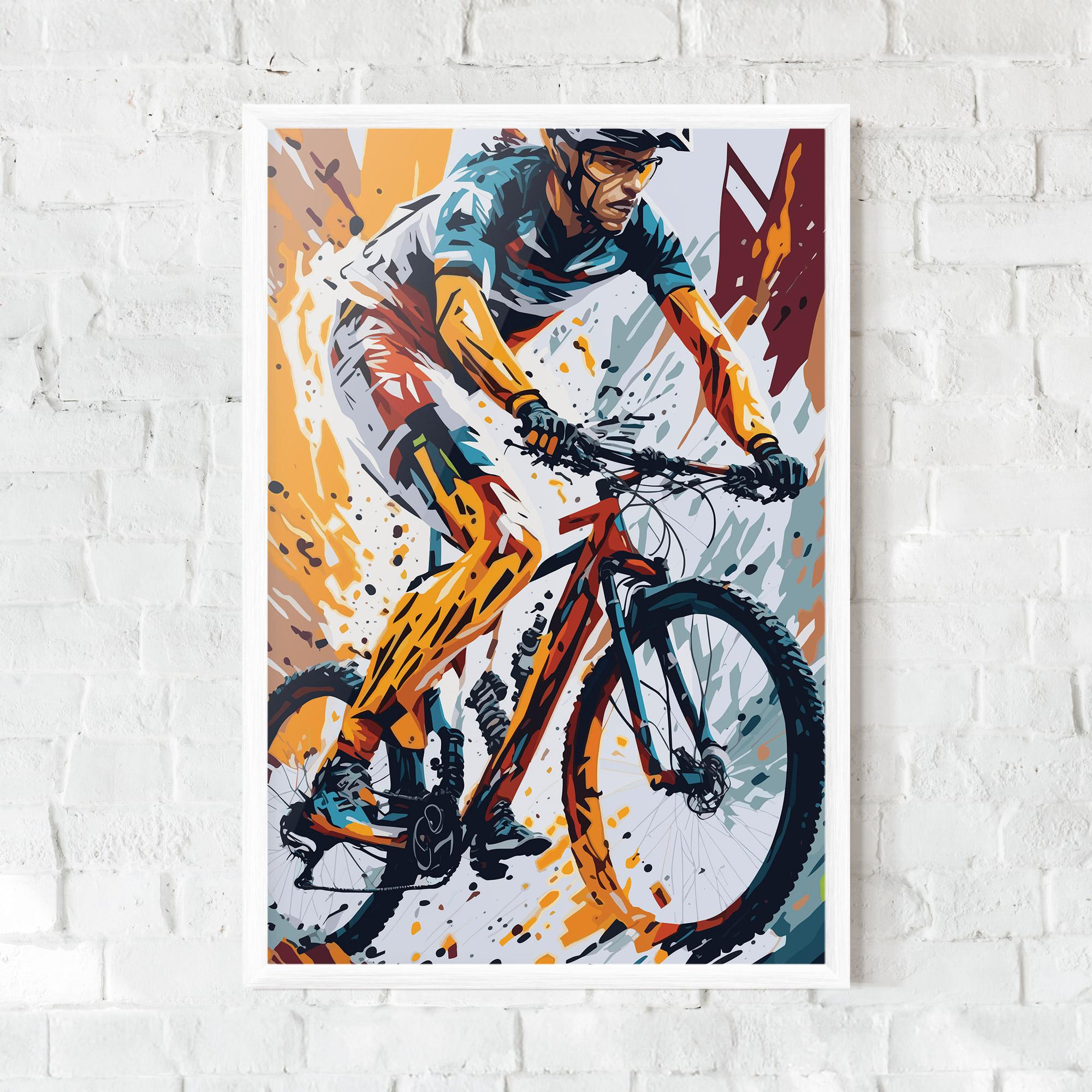 Gerahmte Poster Orange Bike Art mockup 0