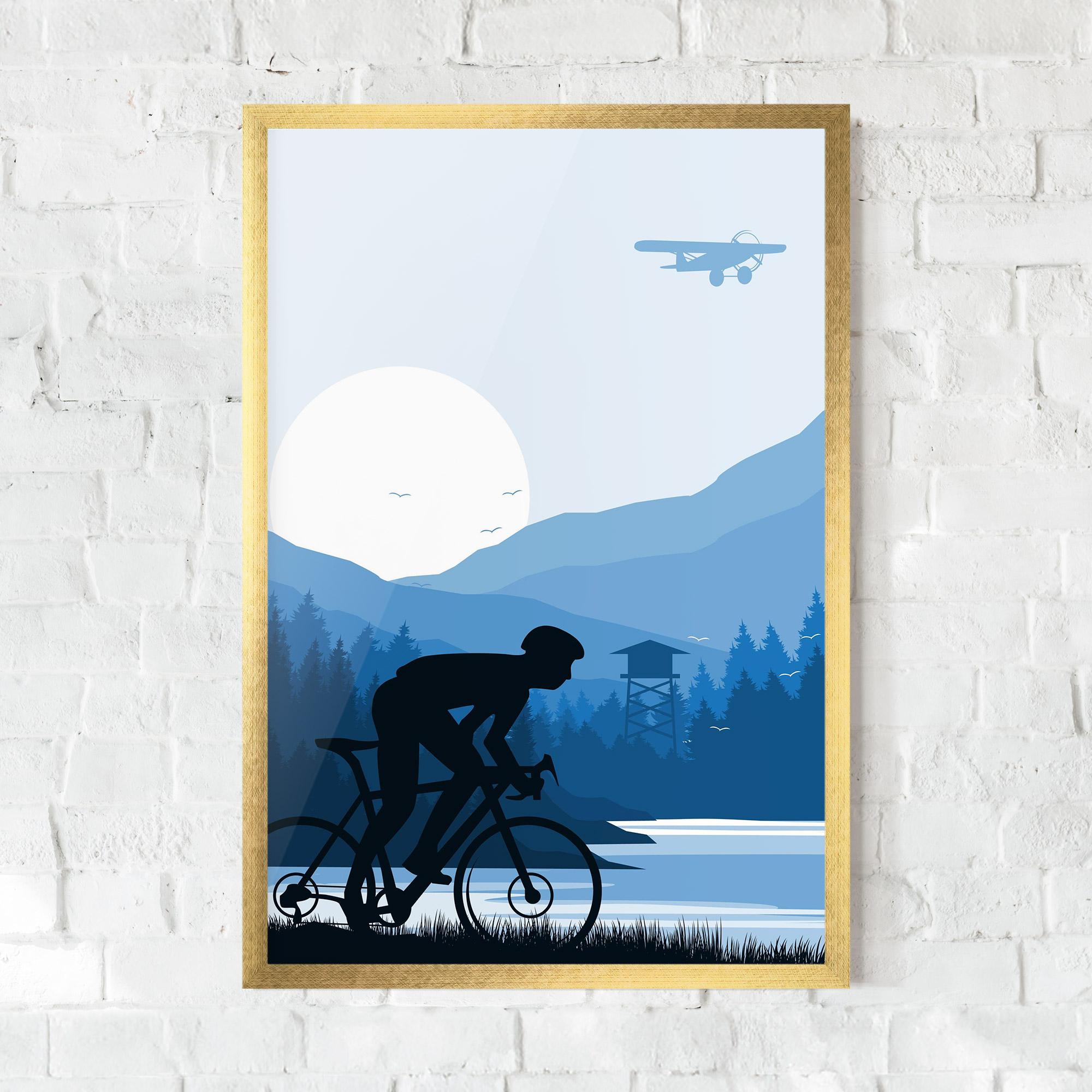 Gerahmte Poster Blue Light Bike mockup 0