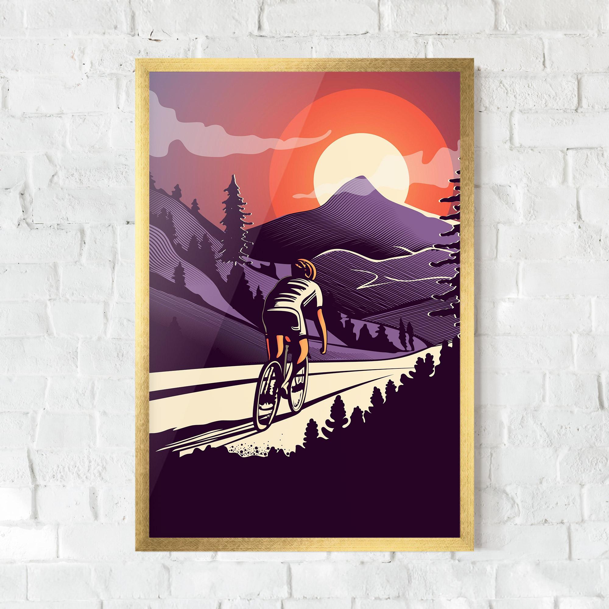 Gerahmte Poster Cycling Sunset mockup 0
