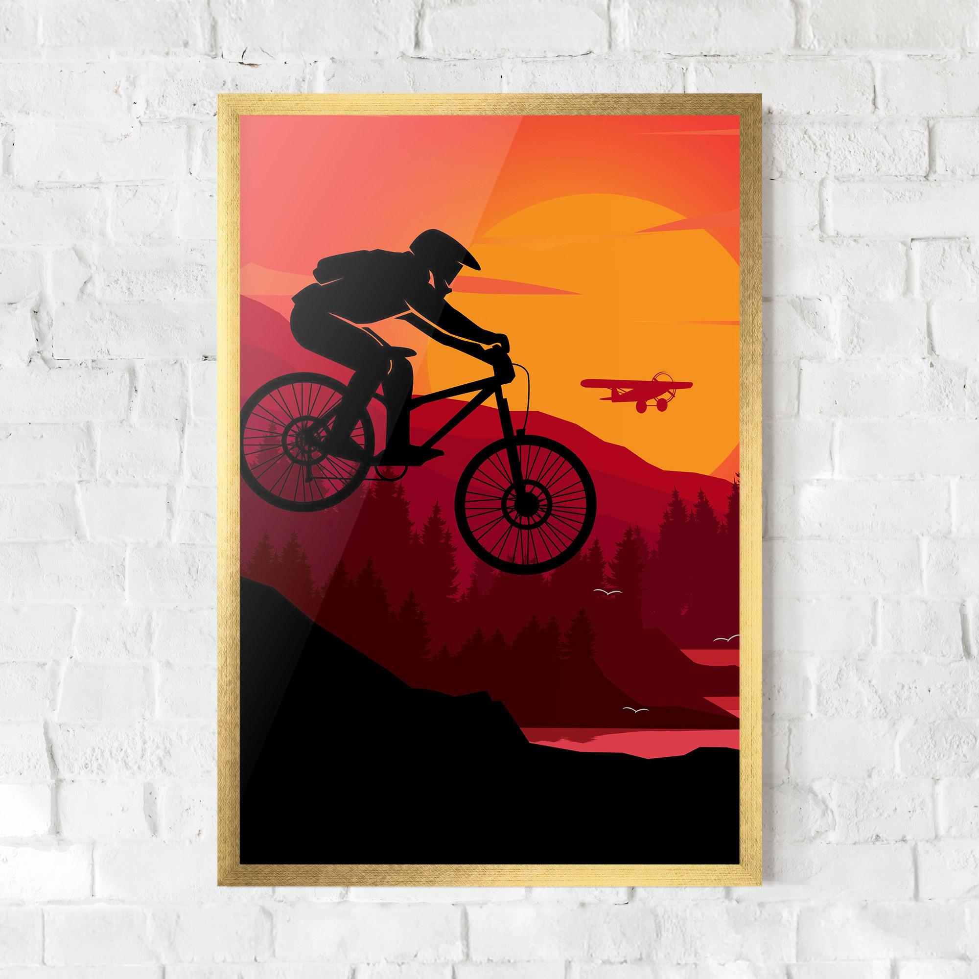 Gerahmte Poster Mountain Bike Sunset mockup 0