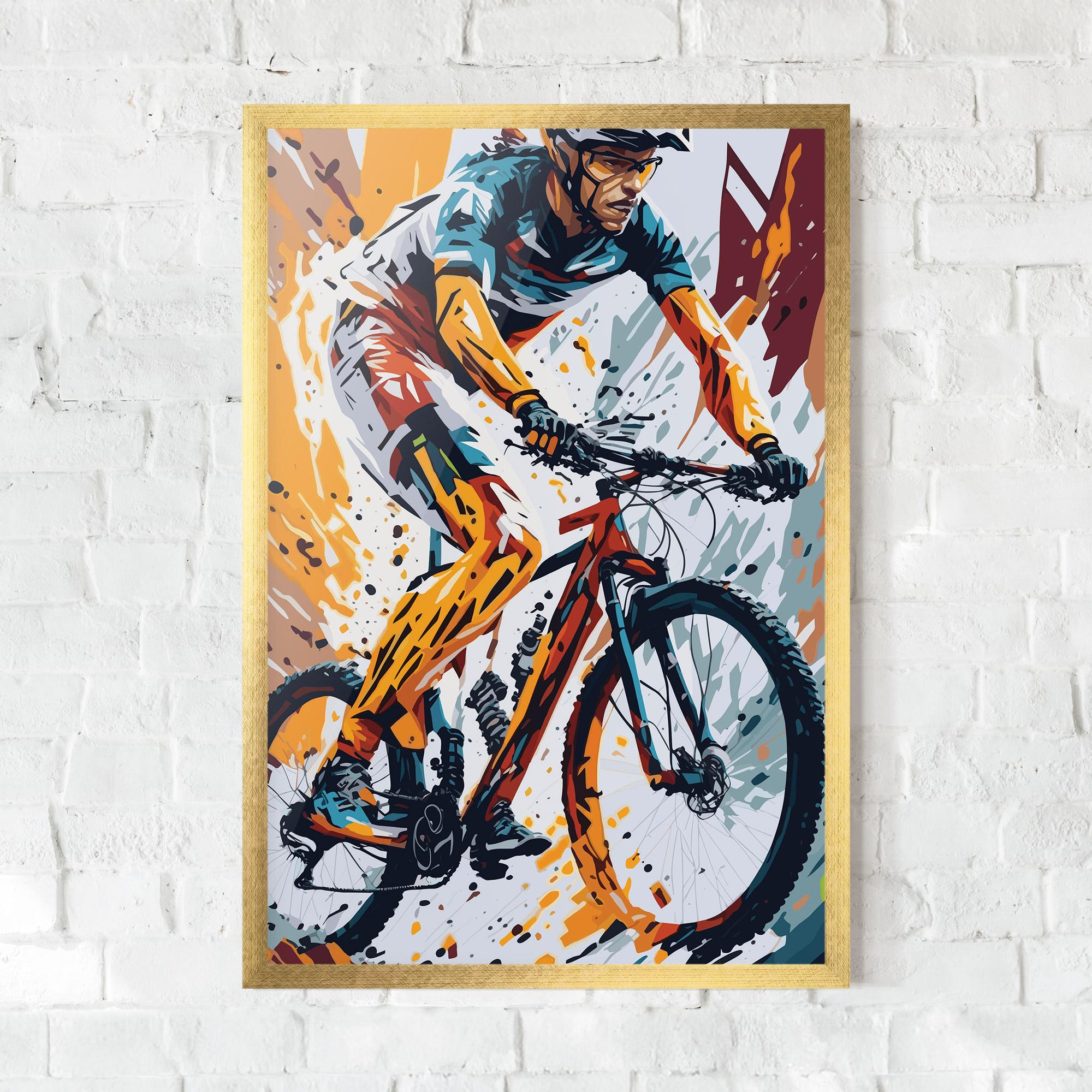 Gerahmte Poster Orange Bike Art mockup 0