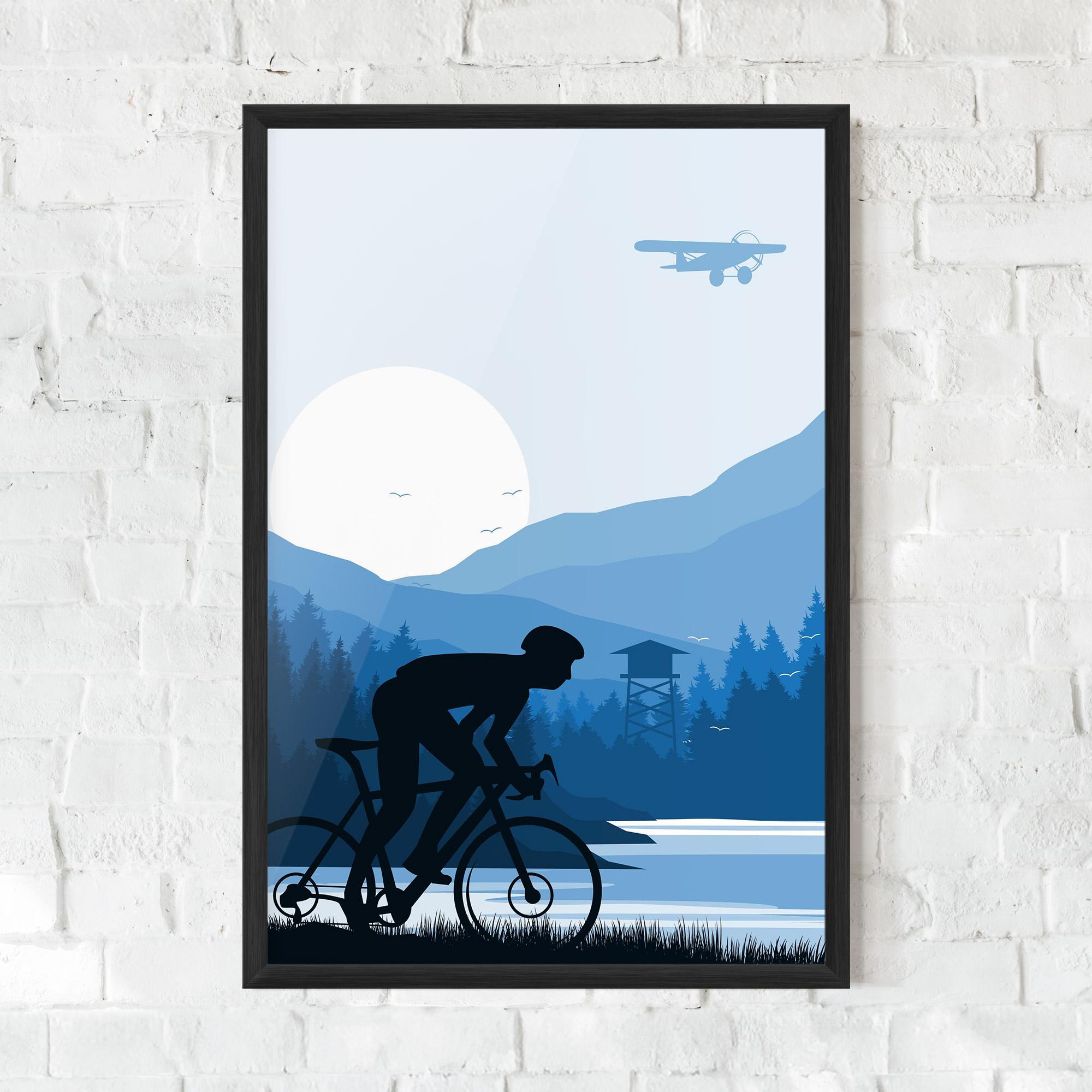 Gerahmte Poster Blue Light Bike mockup 0