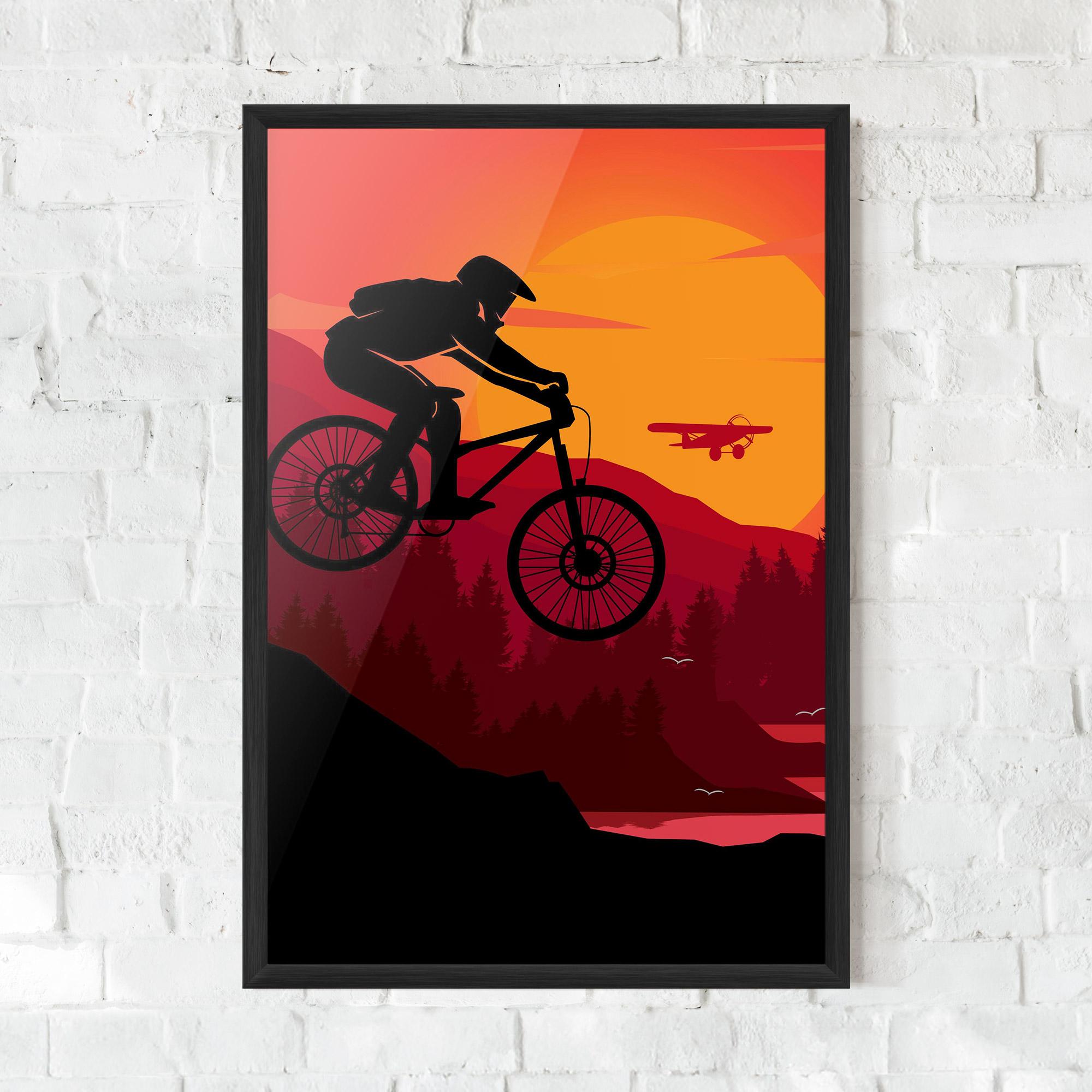 Gerahmte Poster Mountain Bike Sunset mockup 0