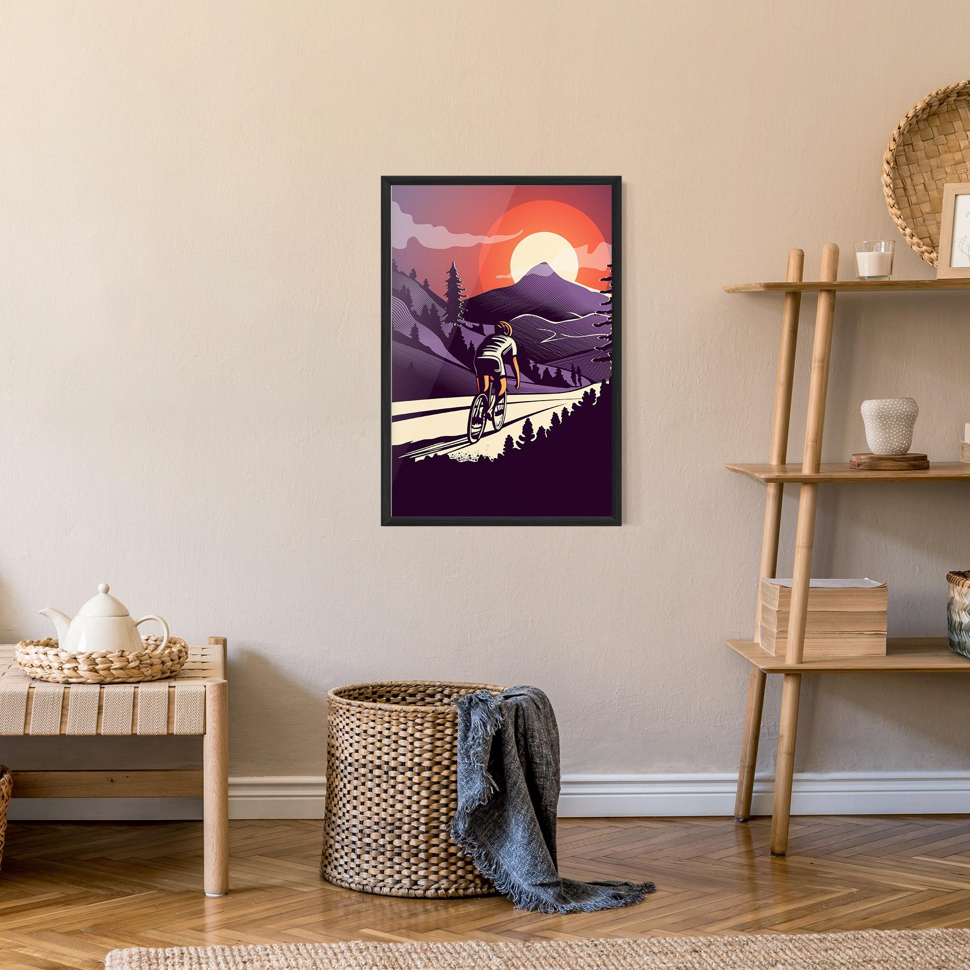Gerahmte Poster Cycling Sunset mockup 9