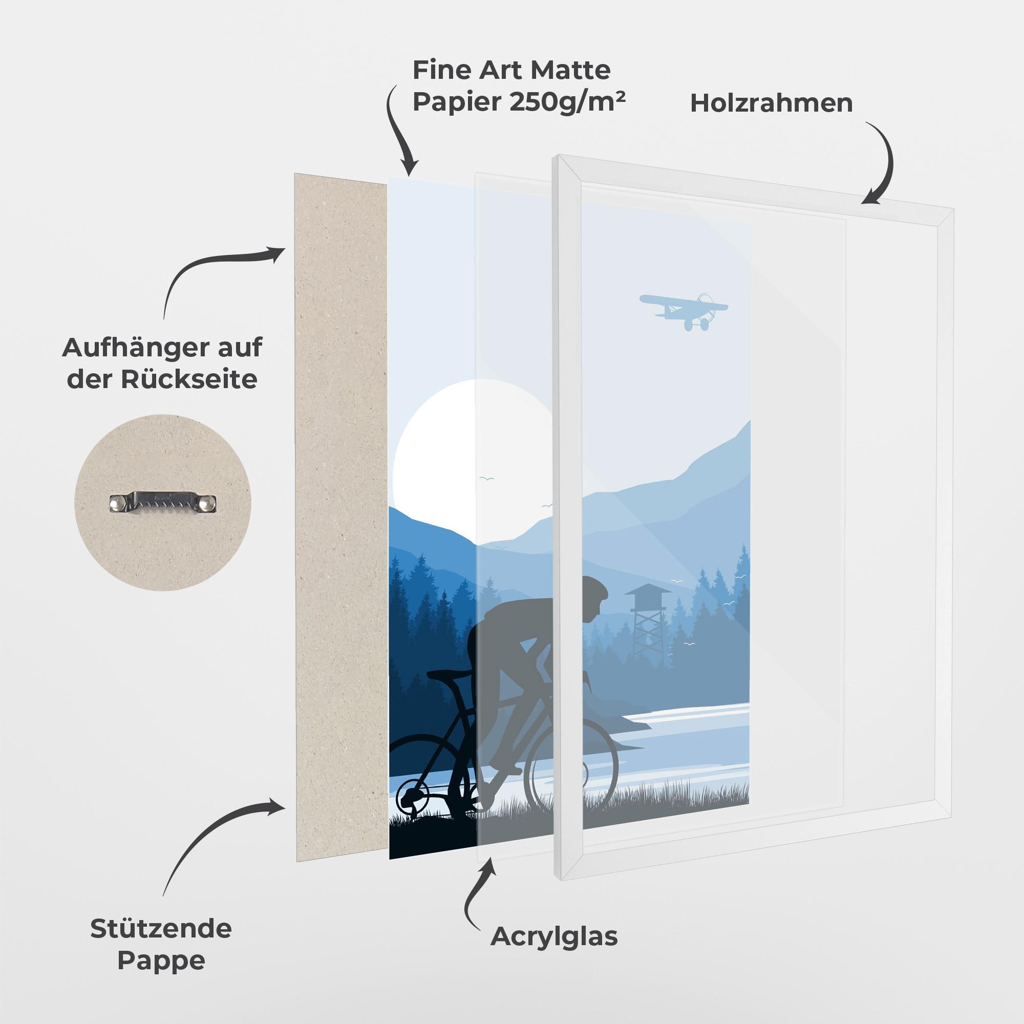 Gerahmte Poster Blue Light Bike mockup 1