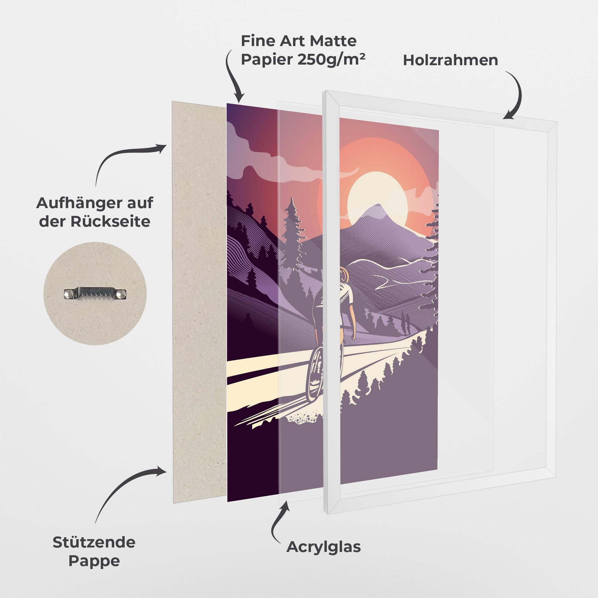 Gerahmte Poster Cycling Sunset mockup 1