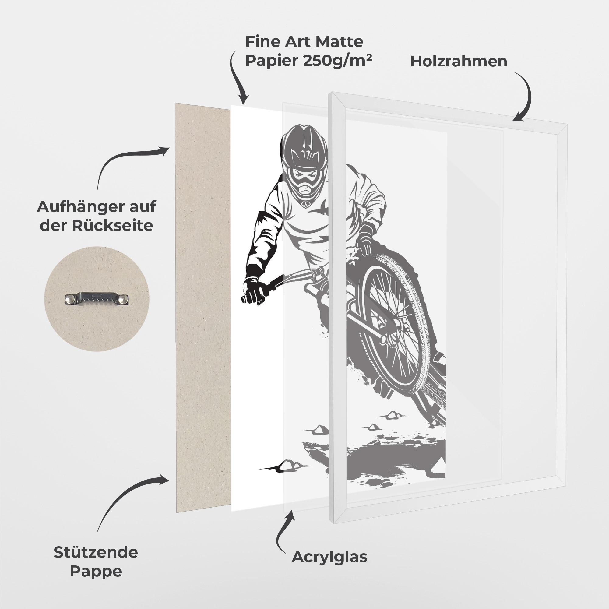 Gerahmte Poster Standing Downhill mockup 1