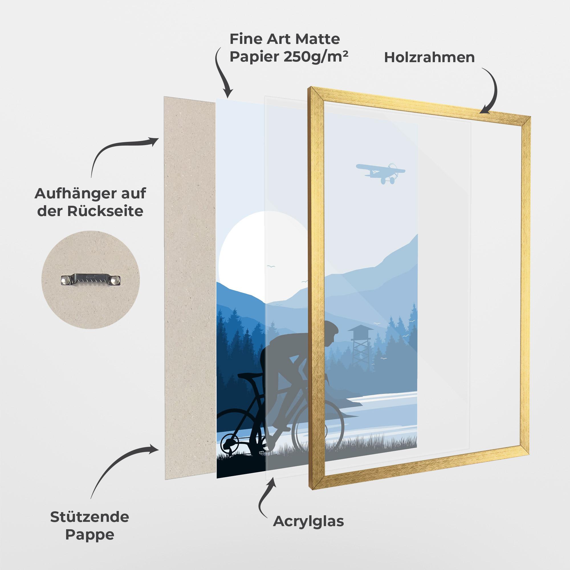 Gerahmte Poster Blue Light Bike mockup 1