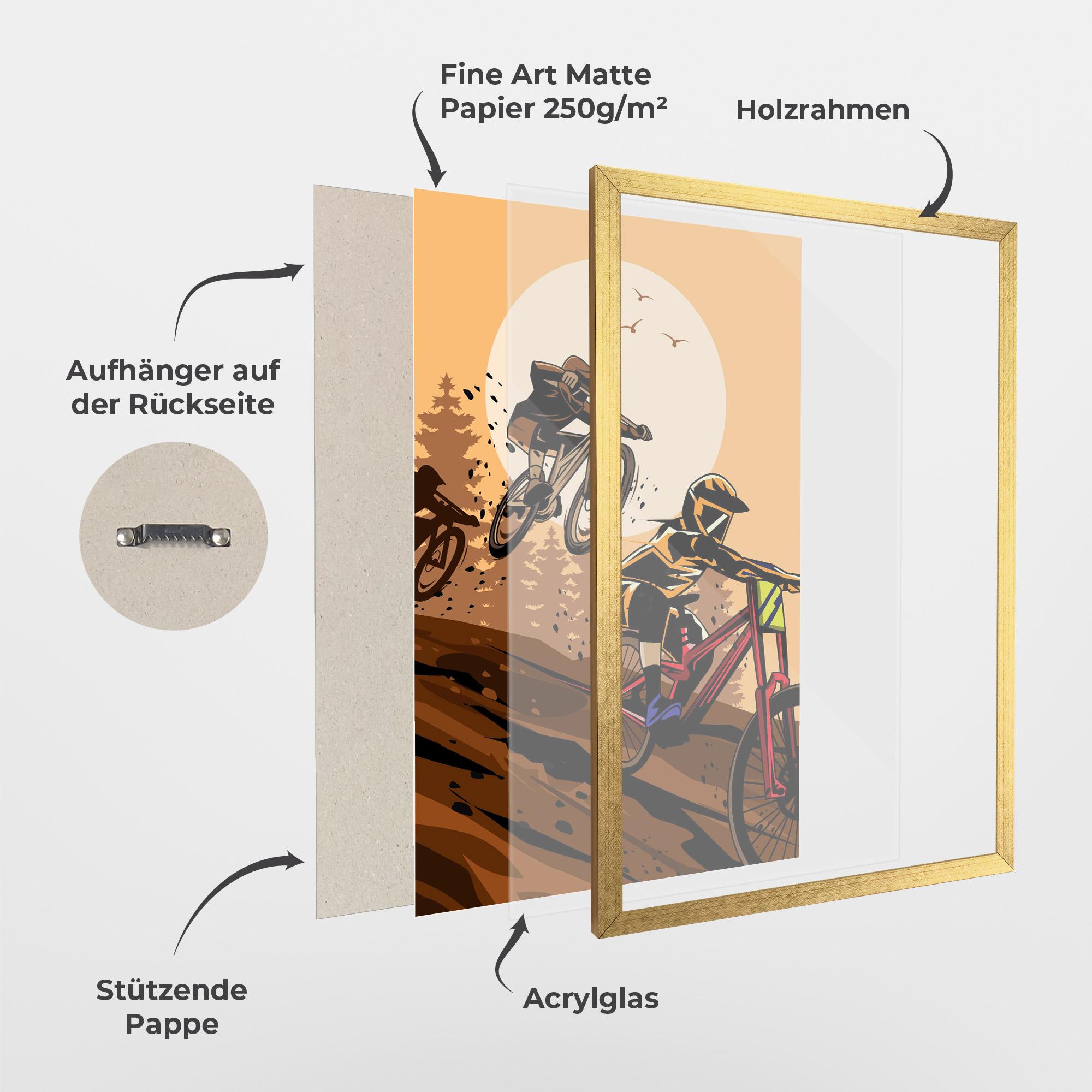 Gerahmte Poster Downhill Bike mockup 1