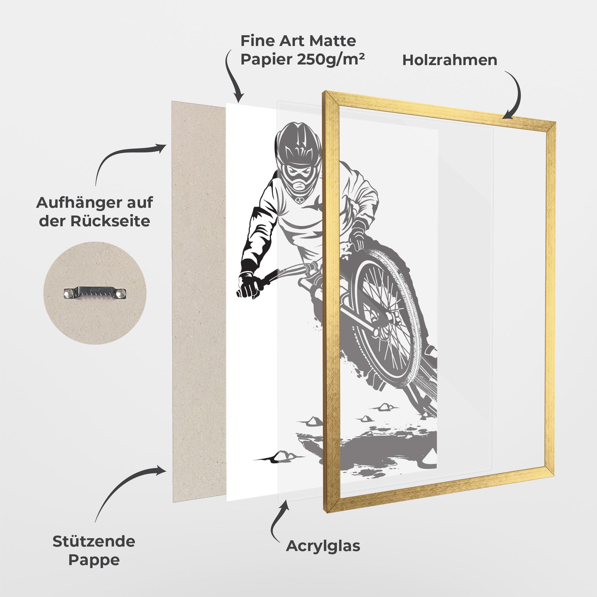 Gerahmte Poster Standing Downhill mockup 1