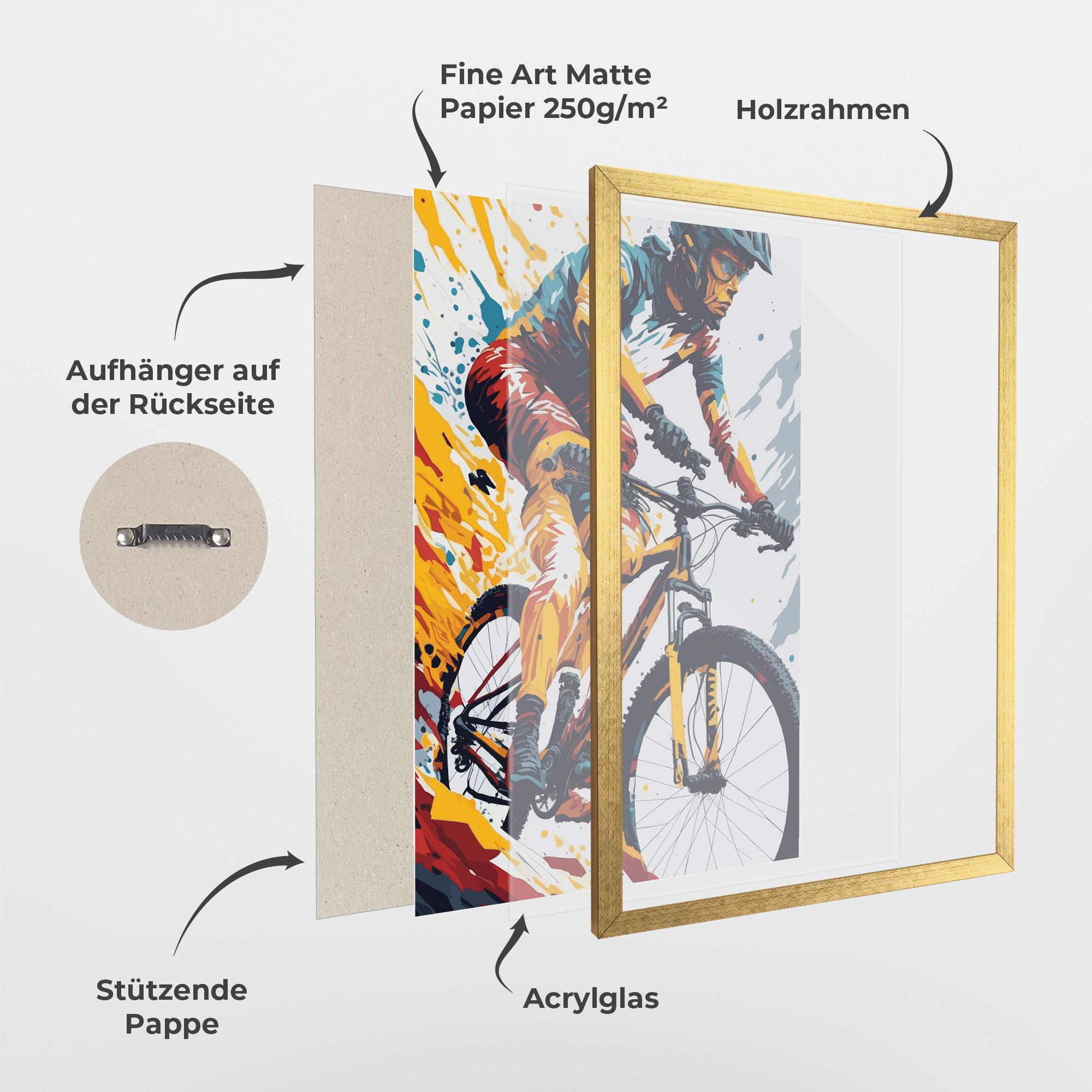 Gerahmte Poster Yellow Bike Art mockup 1