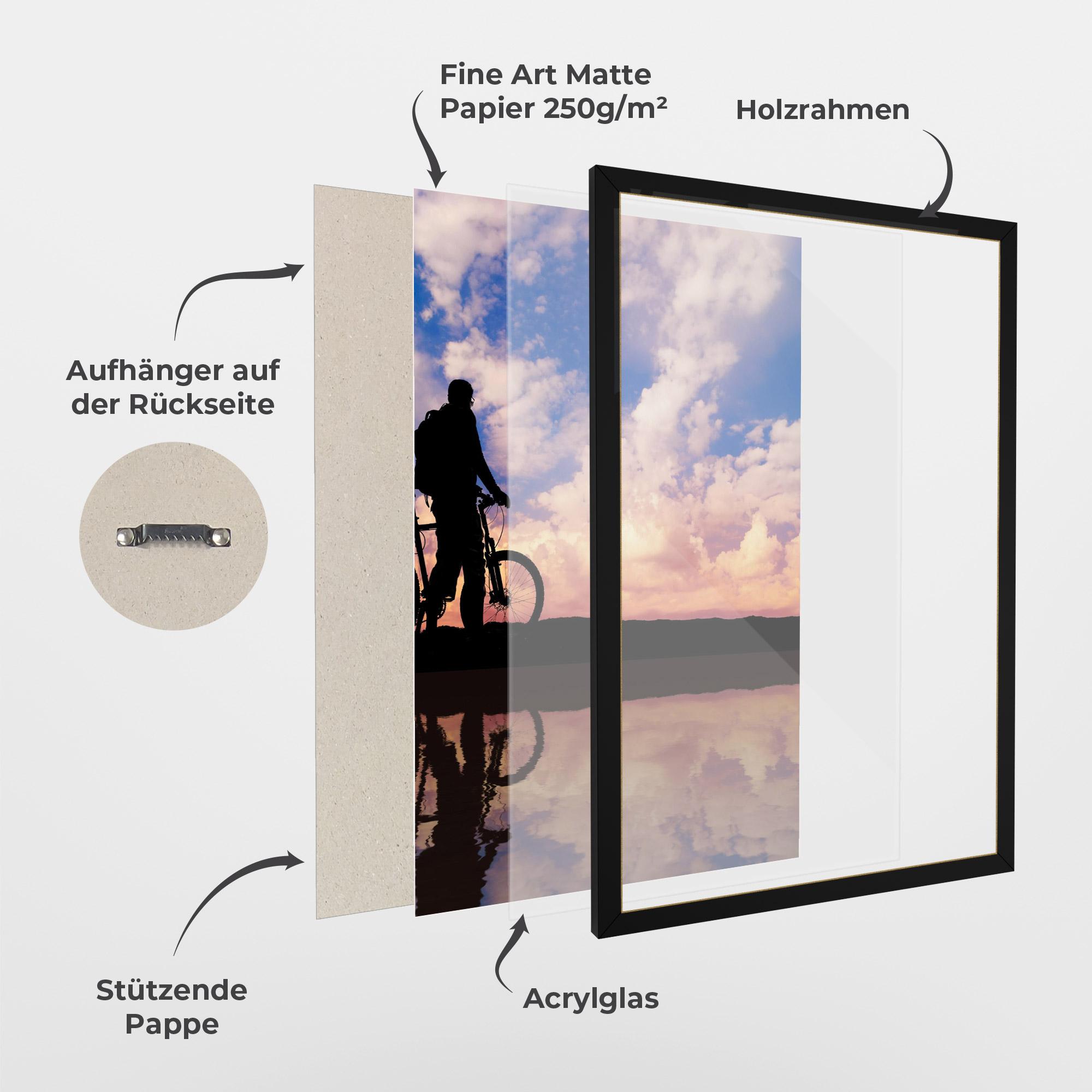 Gerahmte Poster Bike Sunset mockup 1