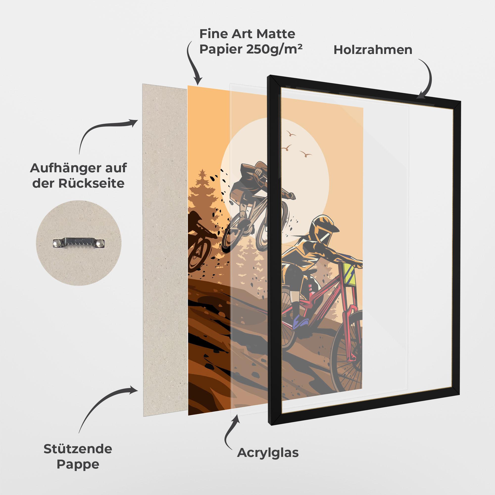 Gerahmte Poster Downhill Bike mockup 1