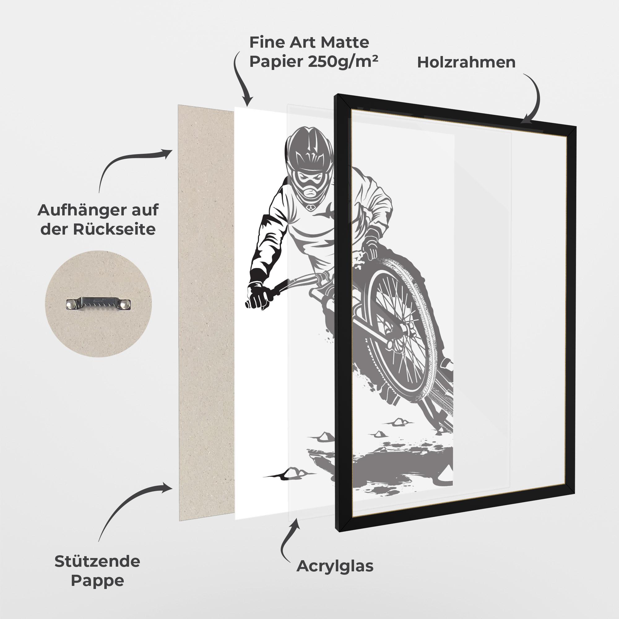 Gerahmte Poster Standing Downhill mockup 1