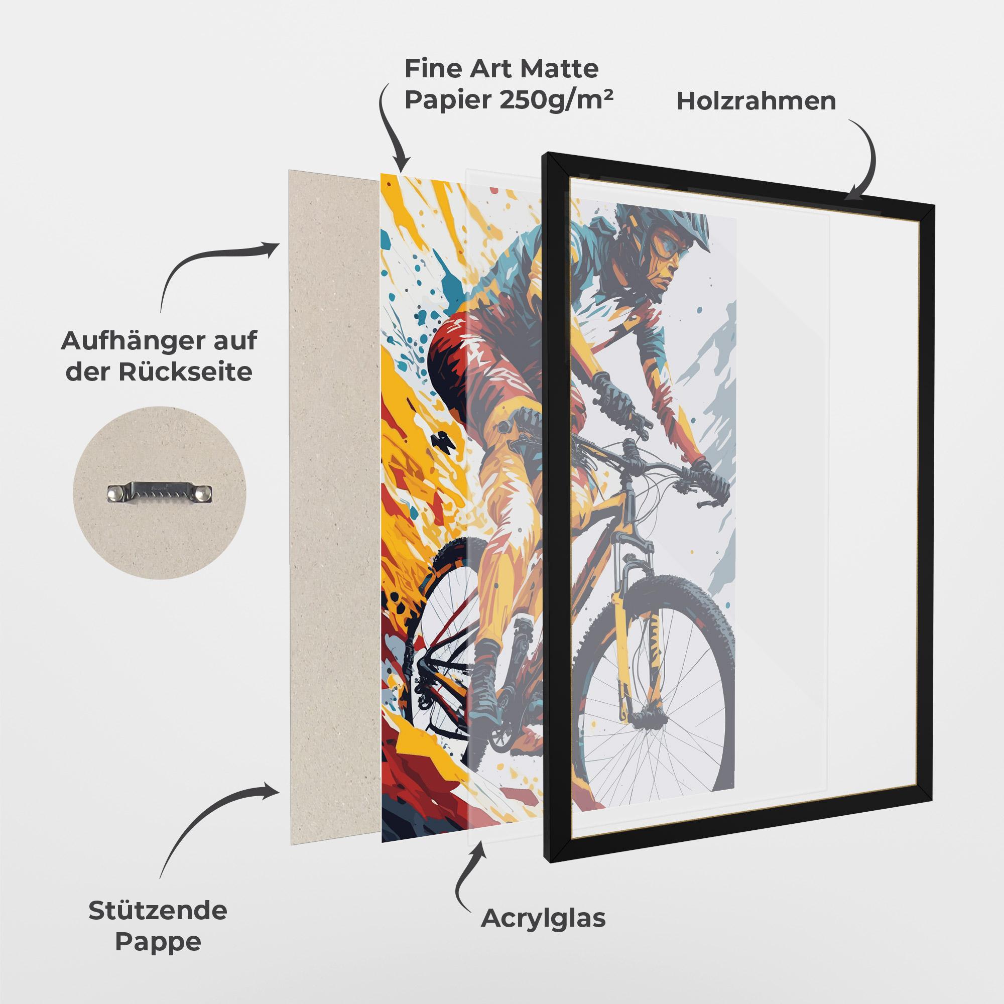 Gerahmte Poster Yellow Bike Art mockup 1