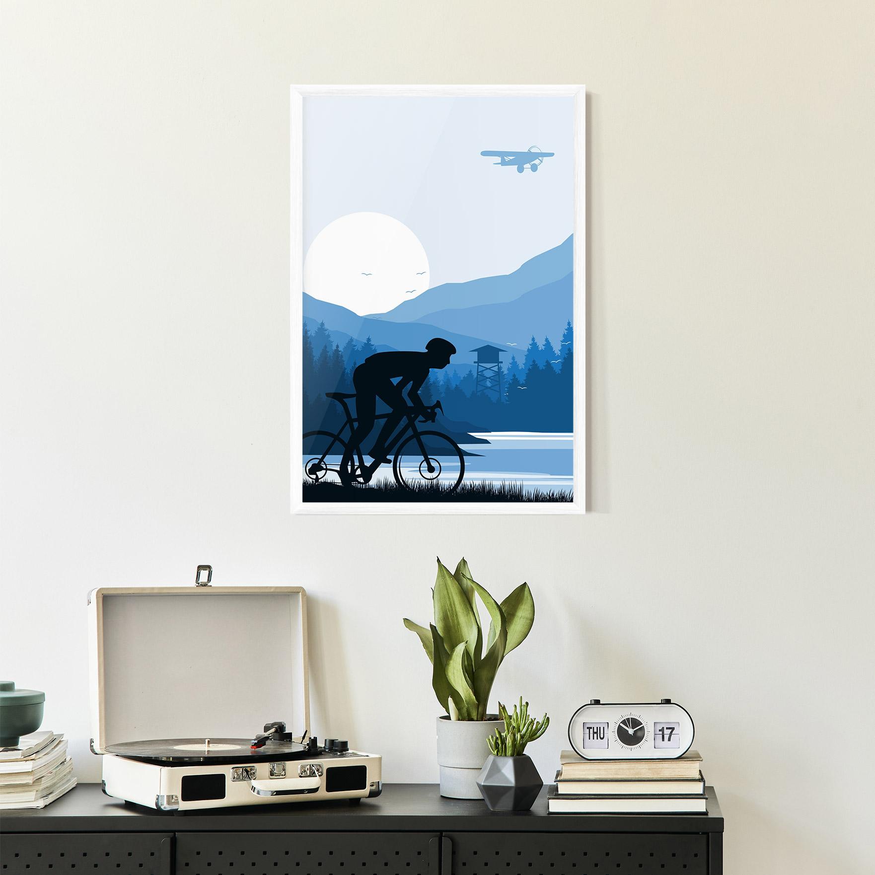 Gerahmte Poster Blue Light Bike mockup 2