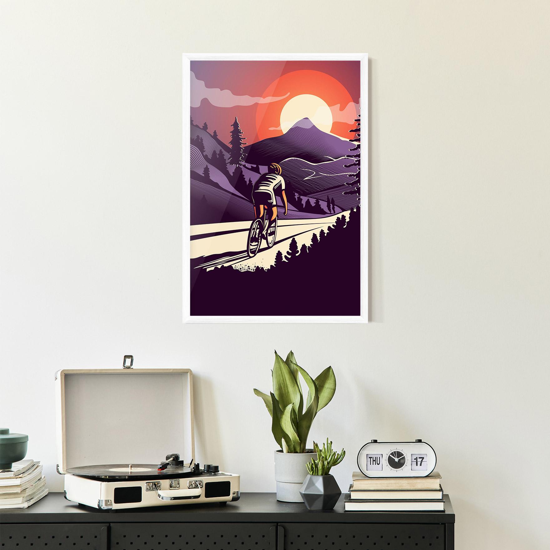 Gerahmte Poster Cycling Sunset mockup 2