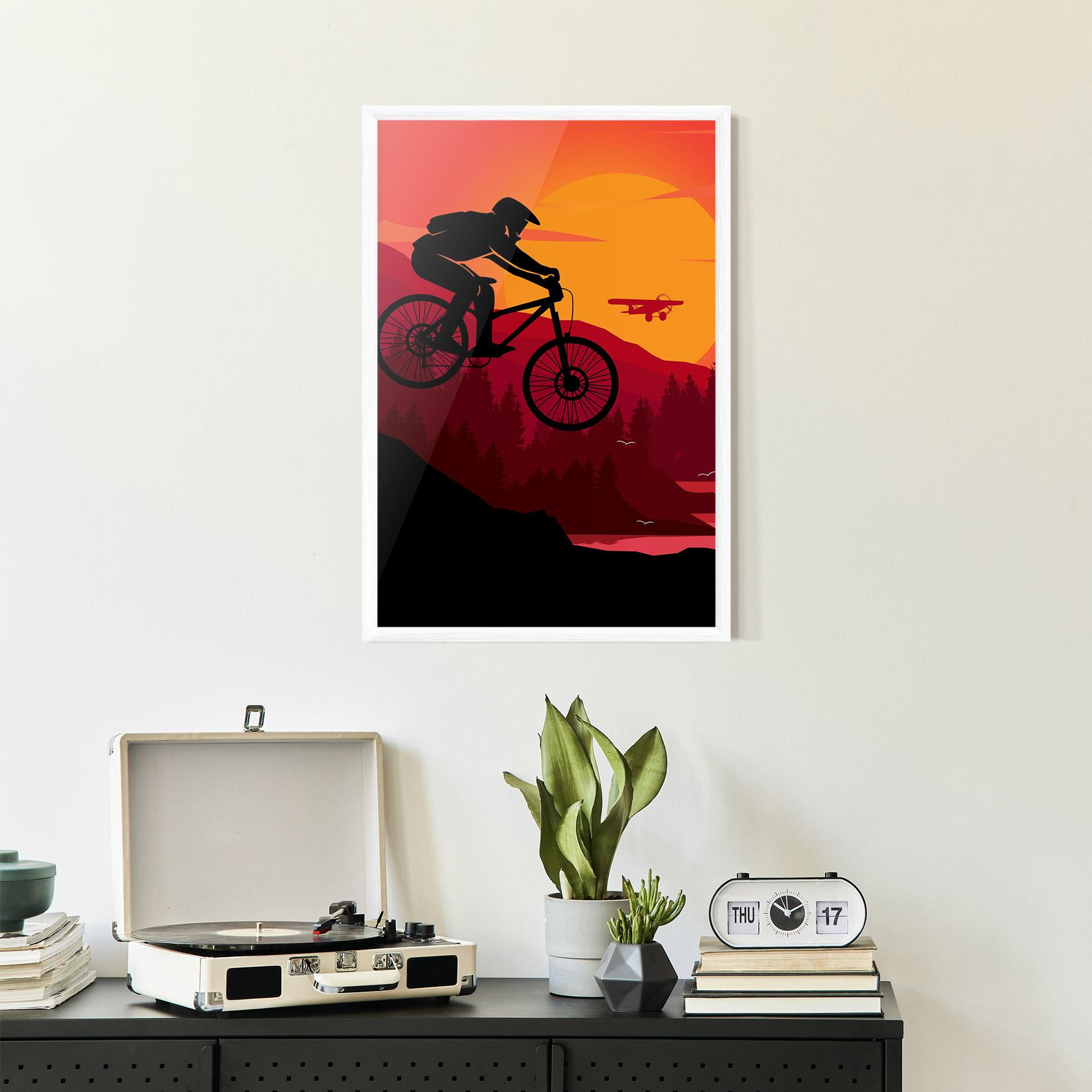 Gerahmte Poster Mountain Bike Sunset mockup 2