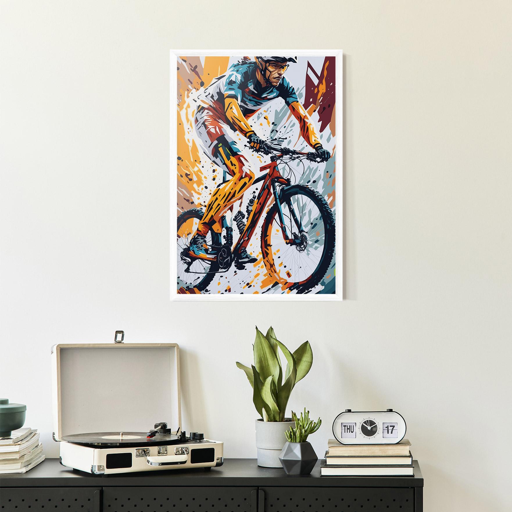 Gerahmte Poster Orange Bike Art mockup 2