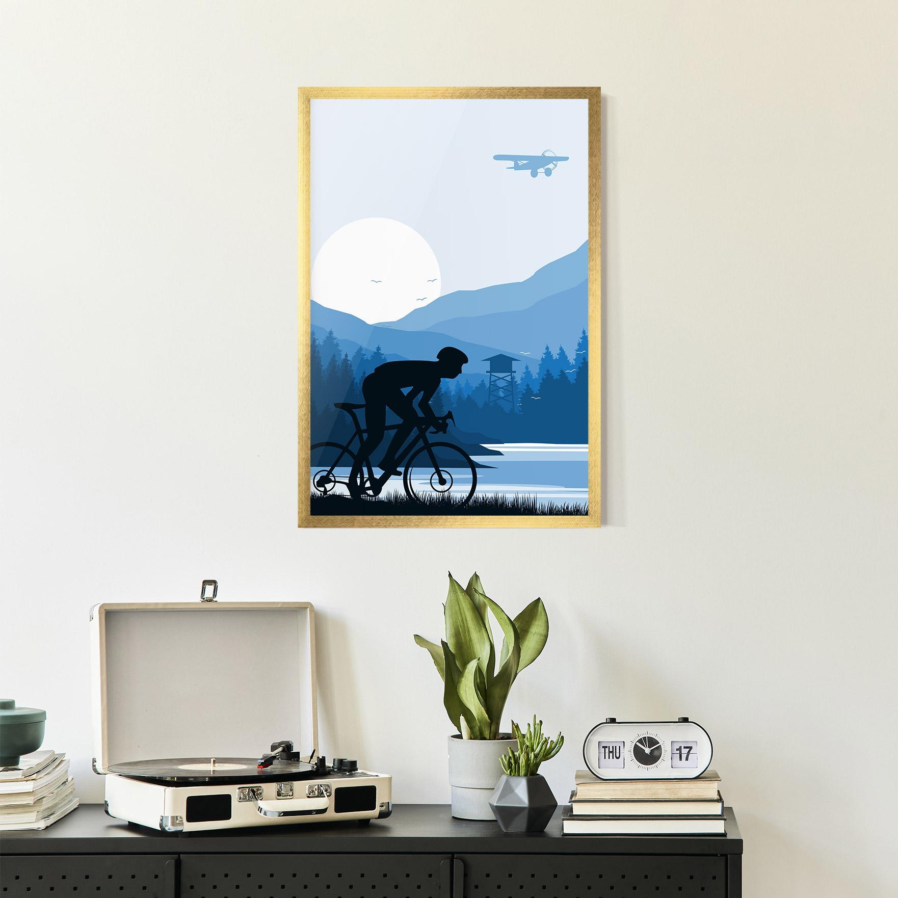 Gerahmte Poster Blue Light Bike mockup 2