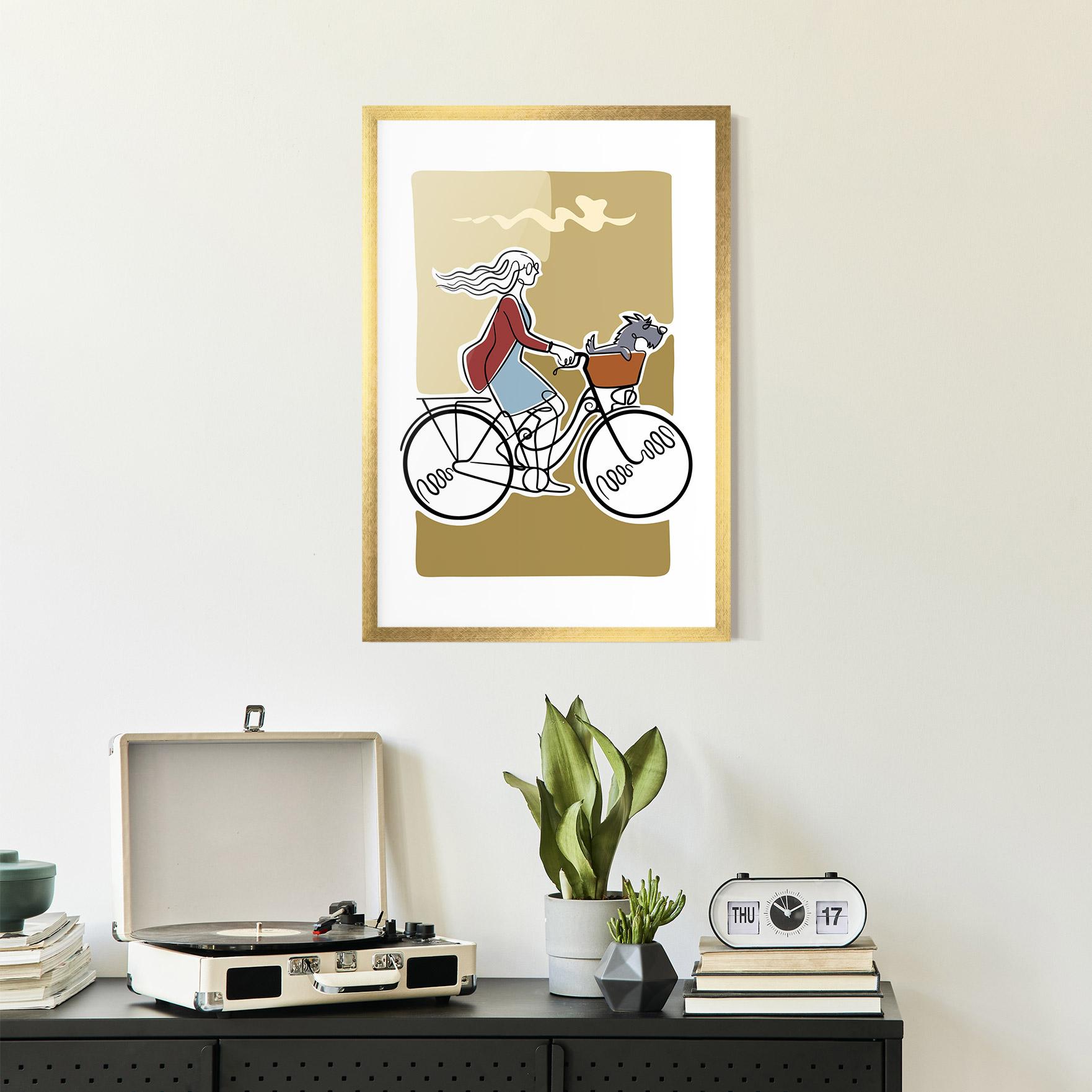 Gerahmte Poster Dog On Bike mockup 2
