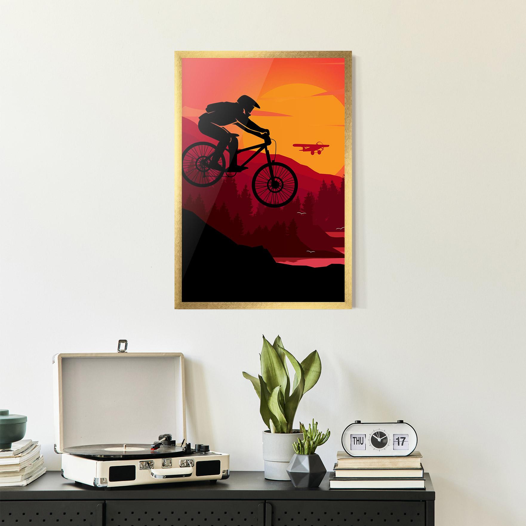 Gerahmte Poster Mountain Bike Sunset mockup 2