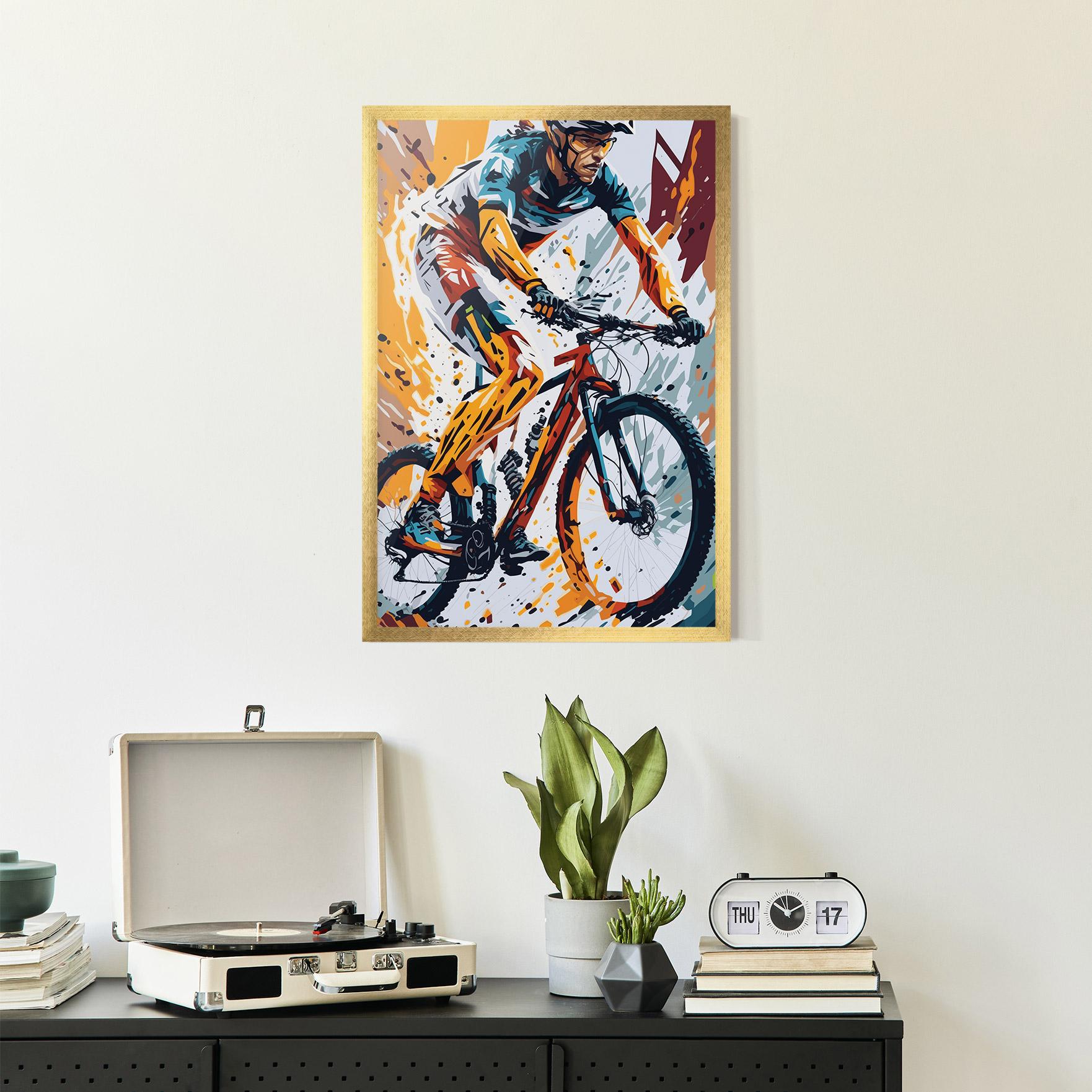 Gerahmte Poster Orange Bike Art mockup 2
