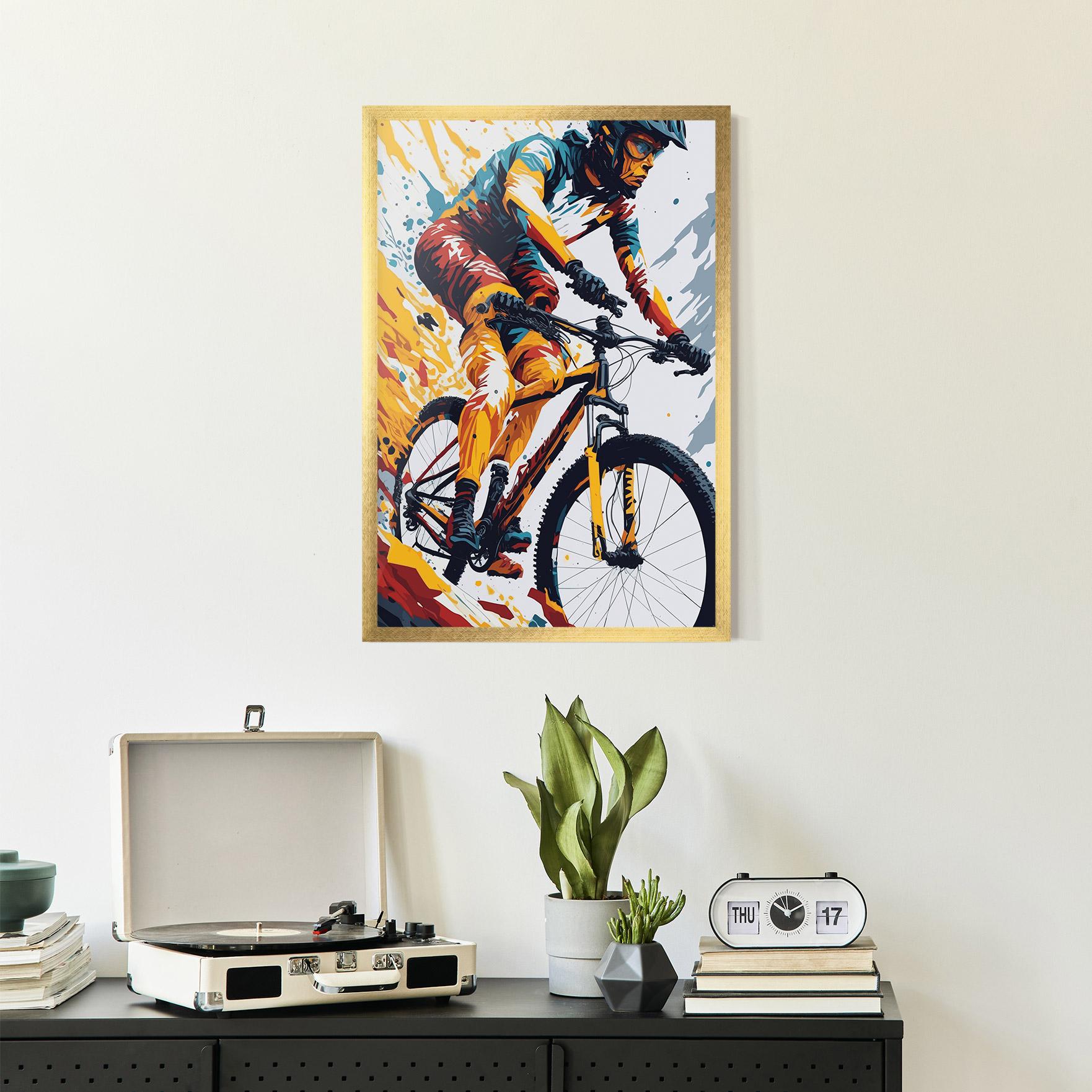 Gerahmte Poster Yellow Bike Art mockup 2