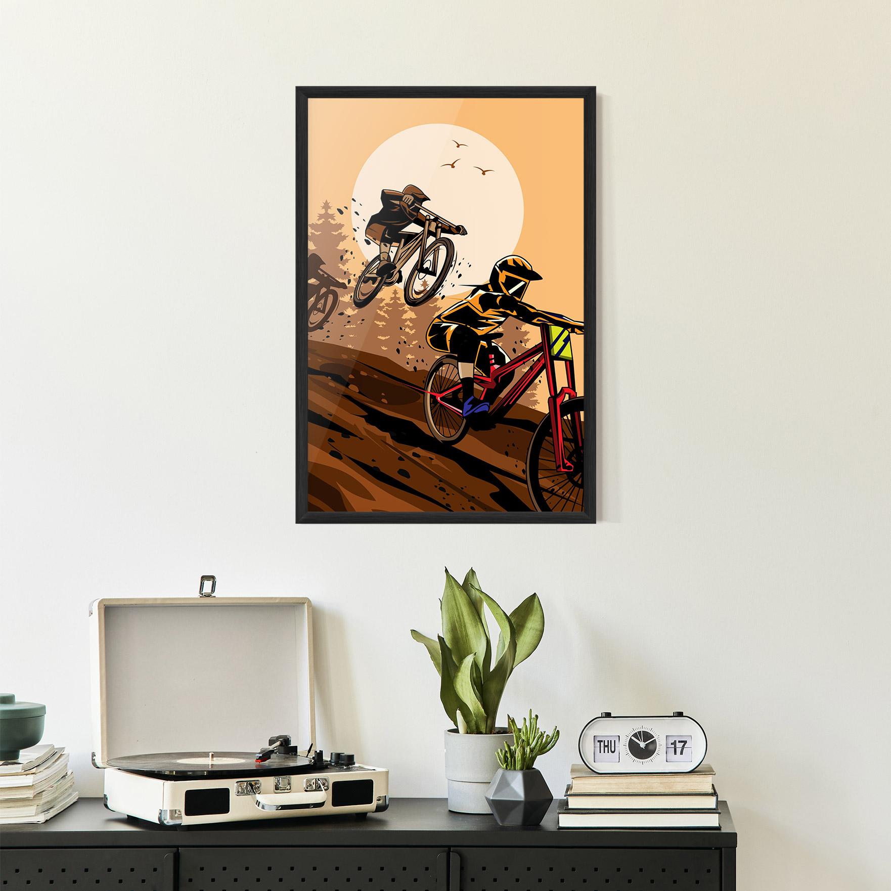 Gerahmte Poster Downhill Bike mockup 2