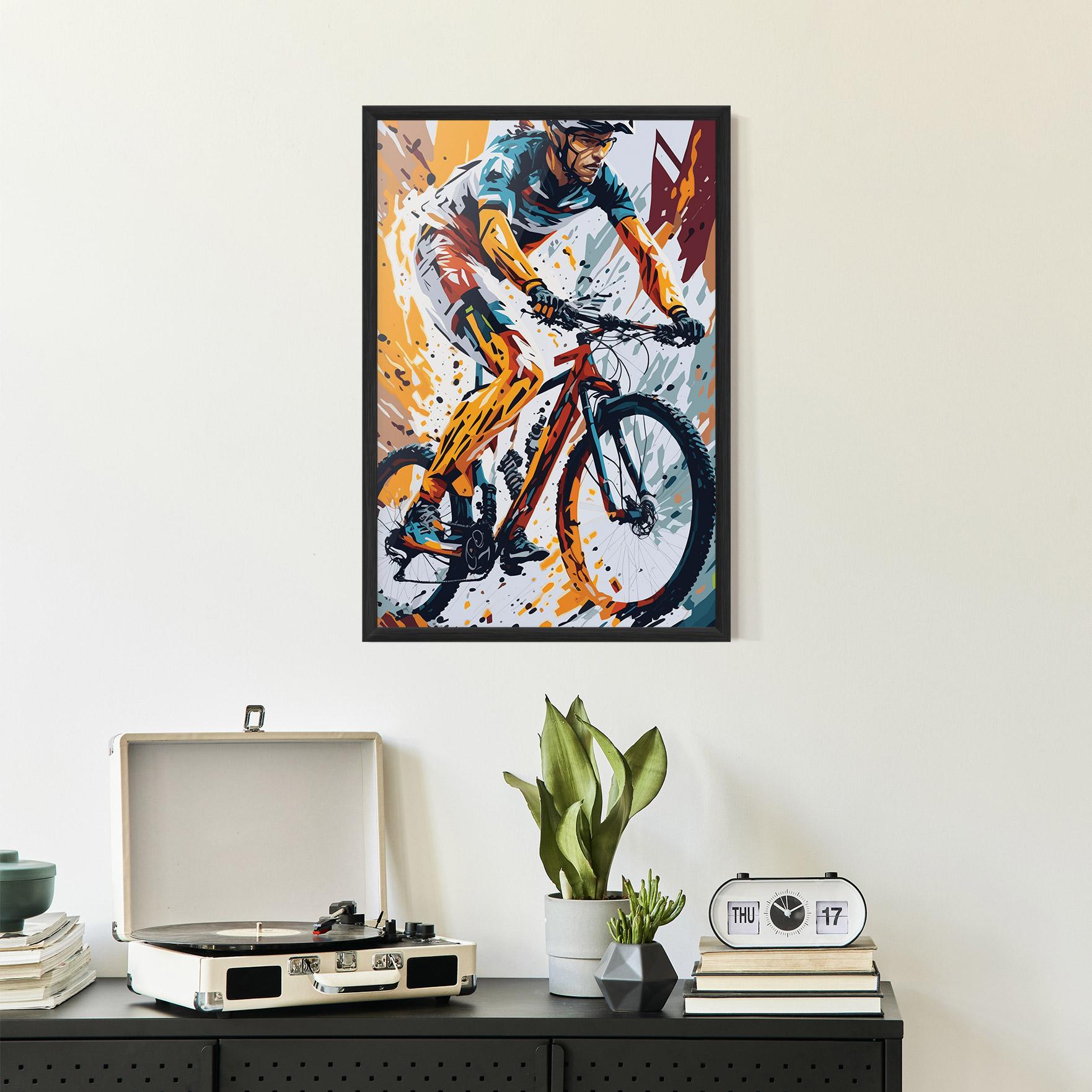 Gerahmte Poster Orange Bike Art mockup 2