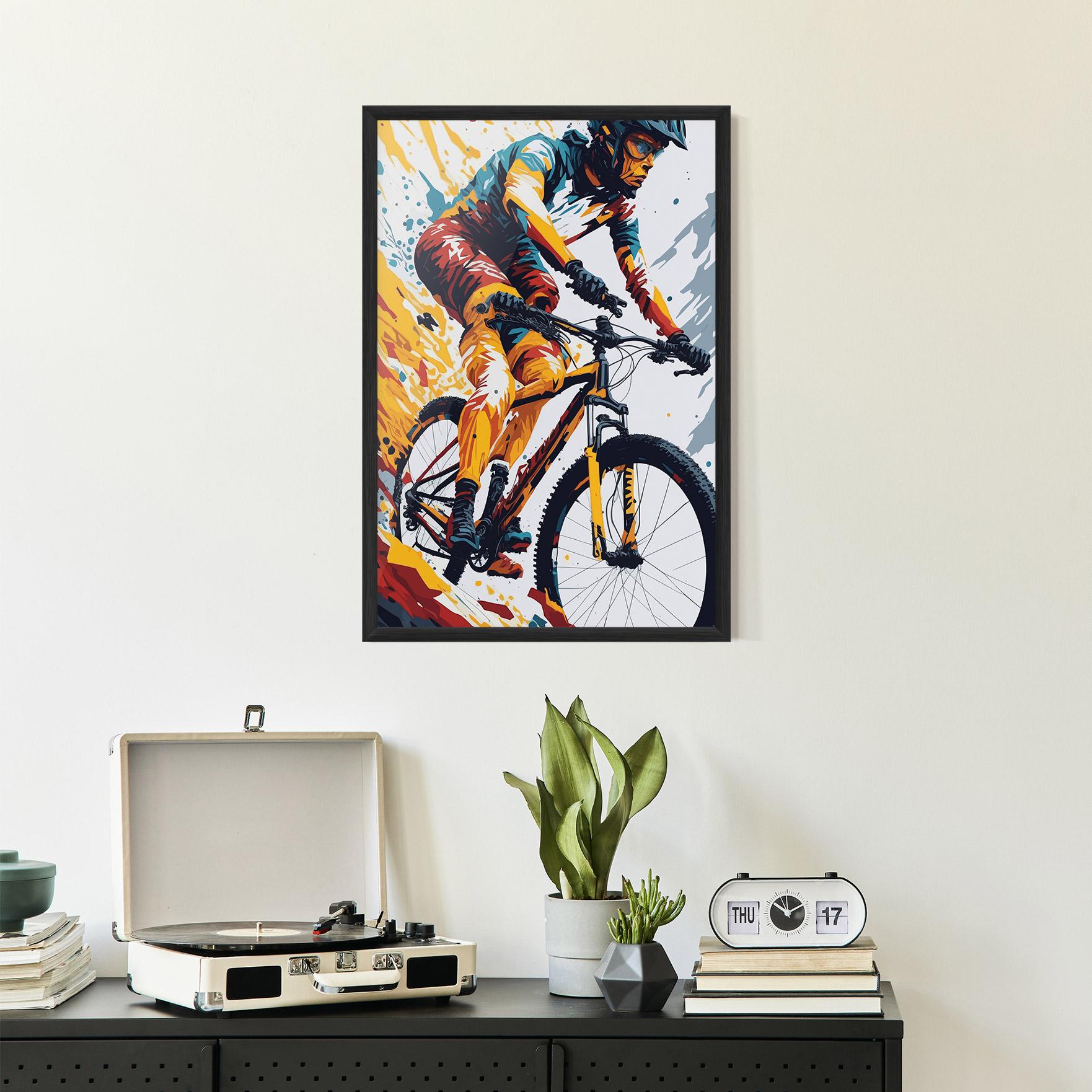 Gerahmte Poster Yellow Bike Art mockup 2