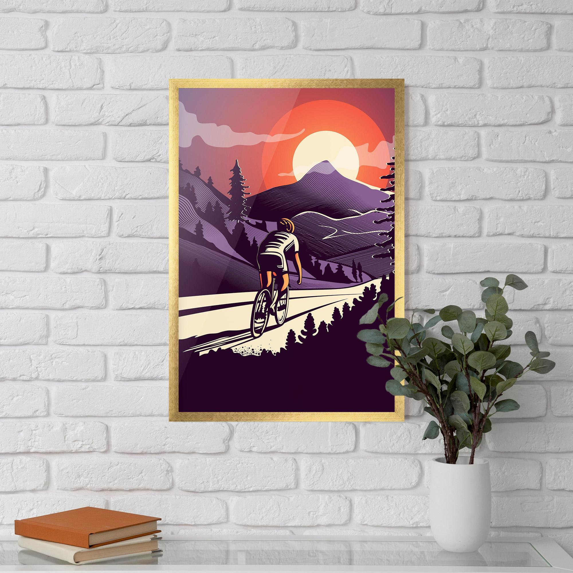 Gerahmte Poster Cycling Sunset mockup 5