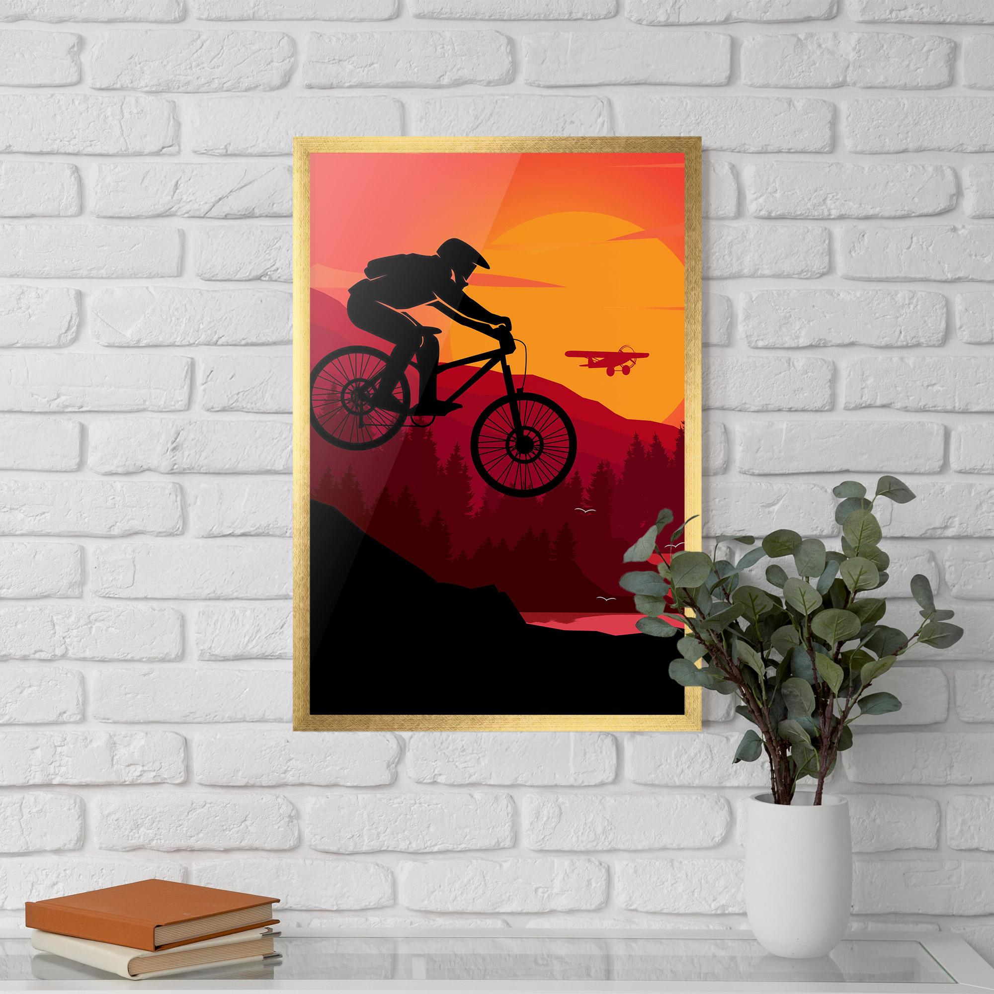 Gerahmte Poster Mountain Bike Sunset mockup 5