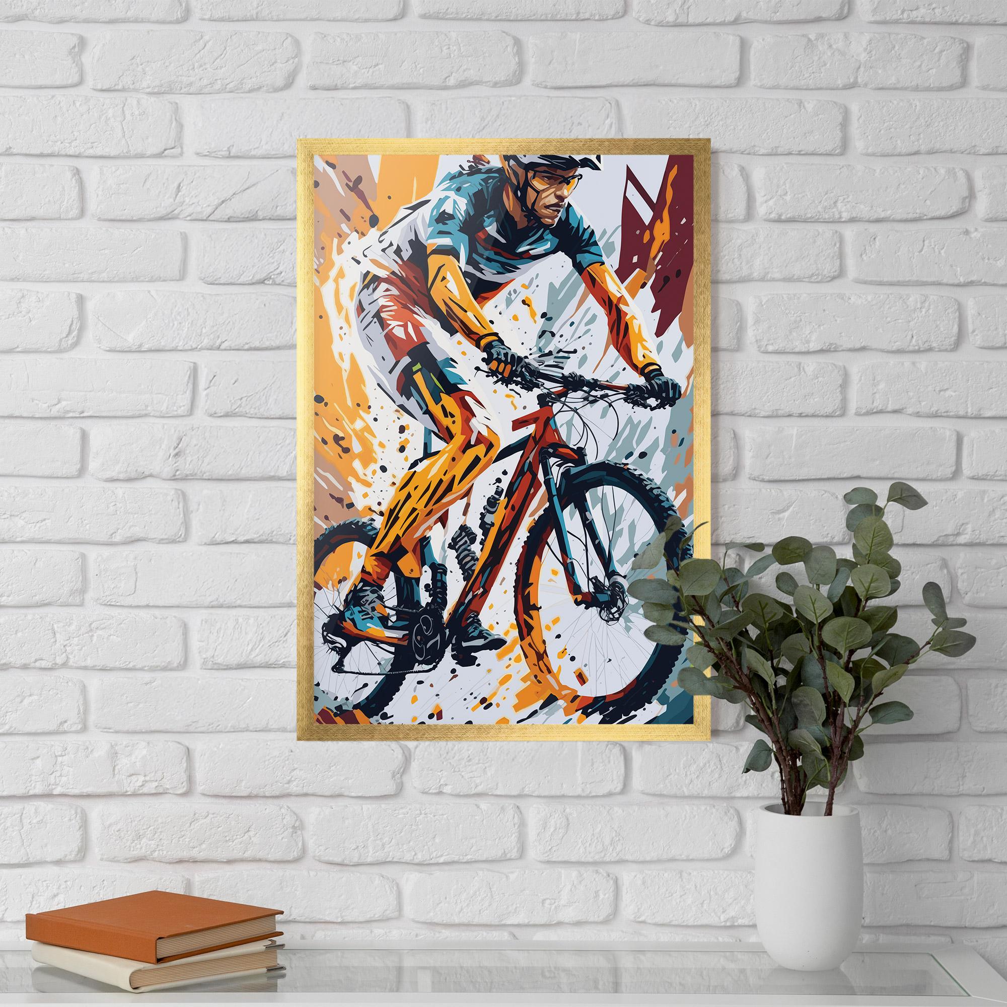 Gerahmte Poster Orange Bike Art mockup 5