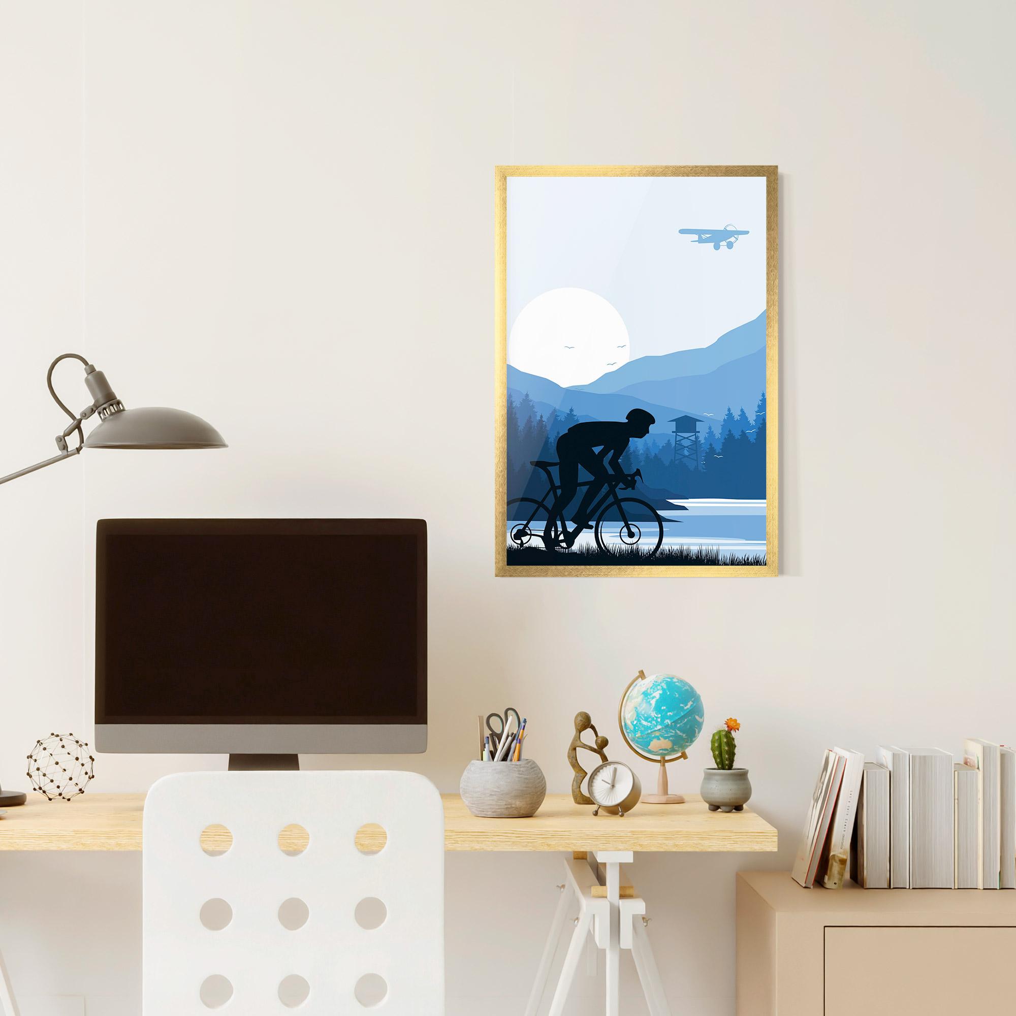 Gerahmte Poster Blue Light Bike mockup 6