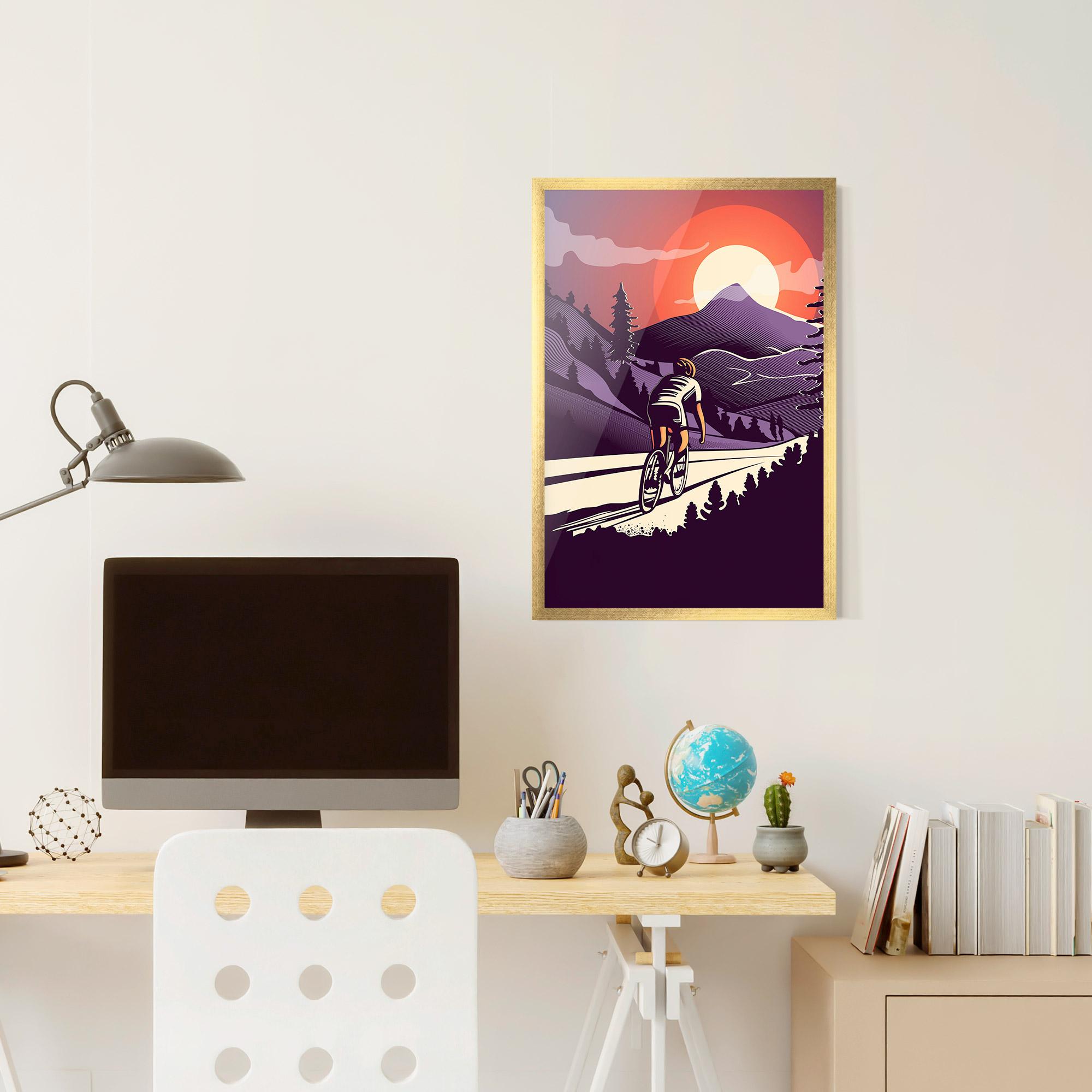Gerahmte Poster Cycling Sunset mockup 6