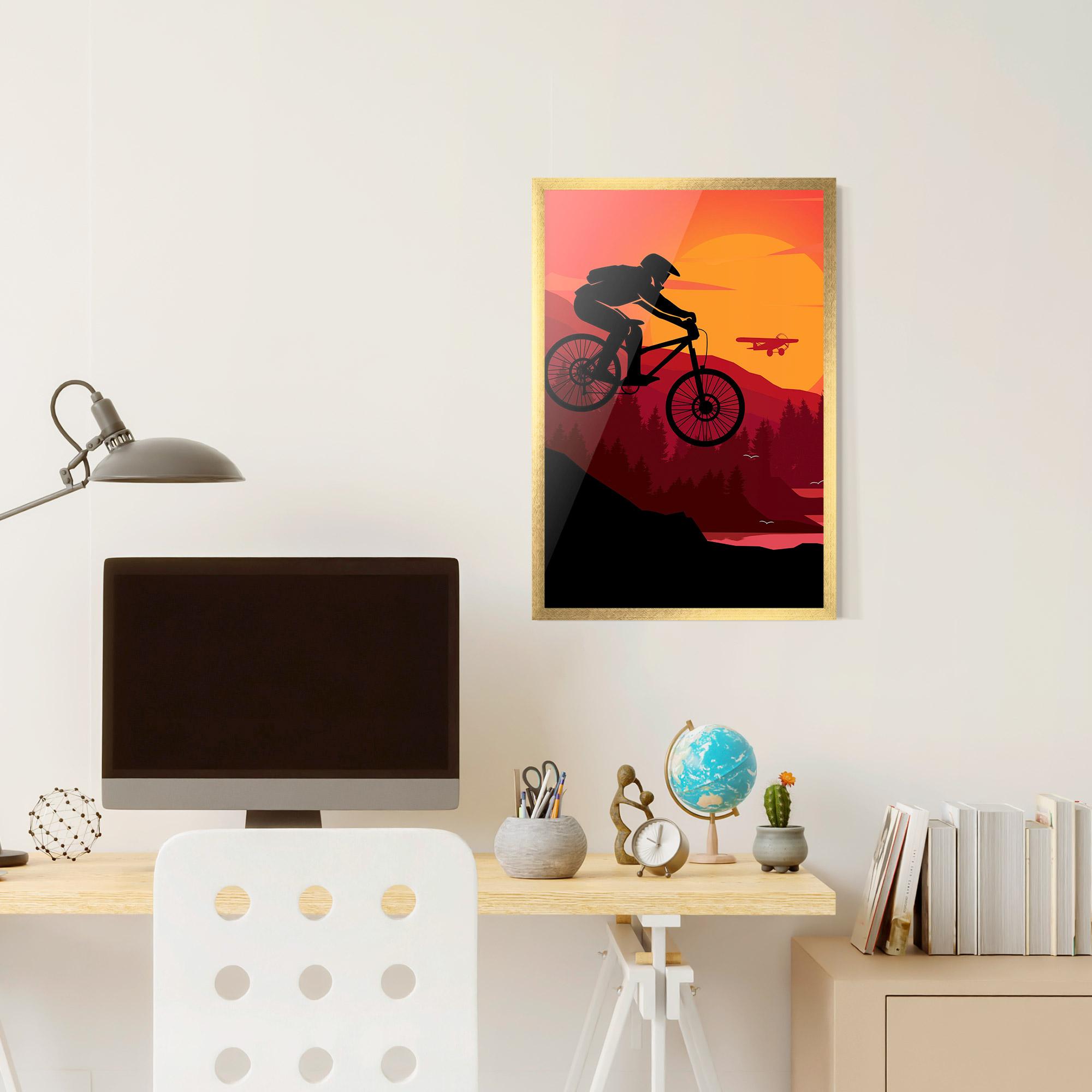 Gerahmte Poster Mountain Bike Sunset mockup 6