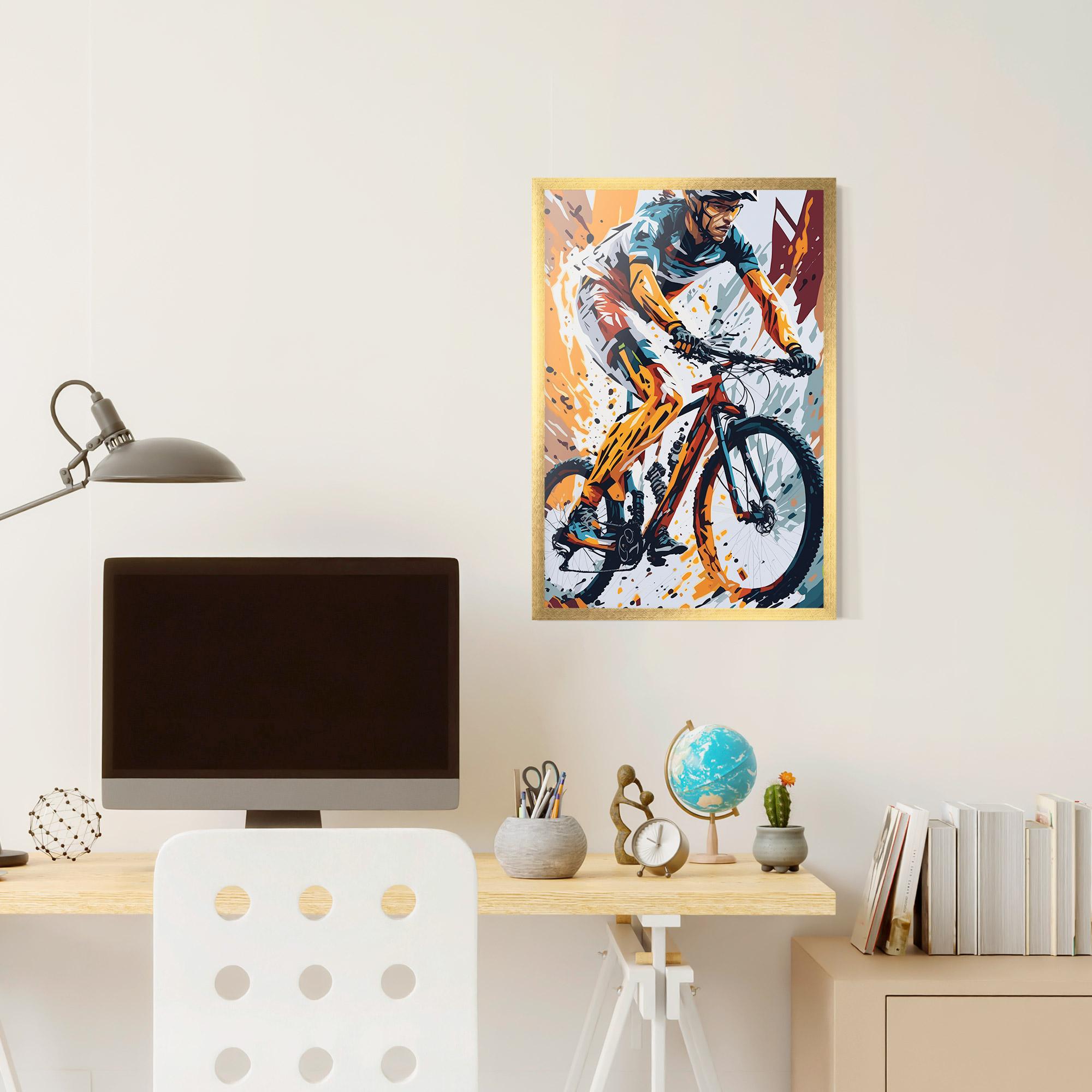 Gerahmte Poster Orange Bike Art mockup 6
