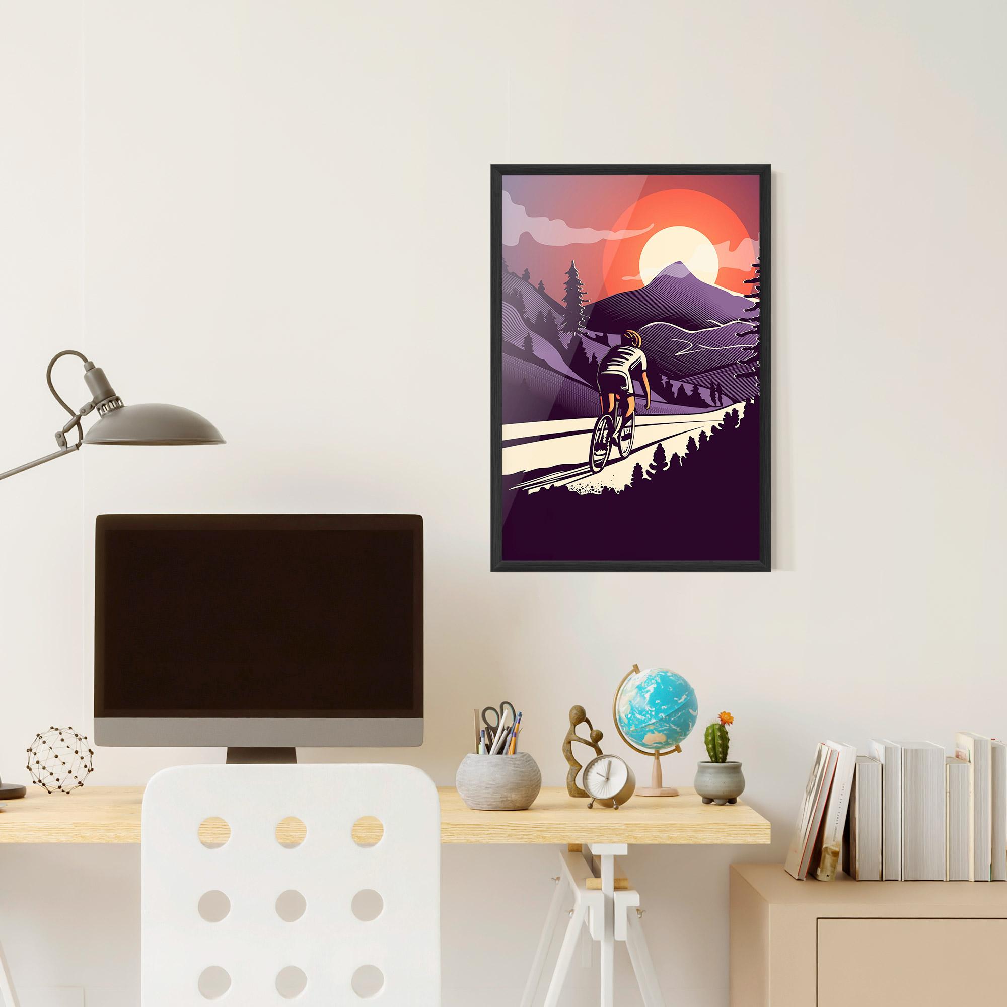 Gerahmte Poster Cycling Sunset mockup 6