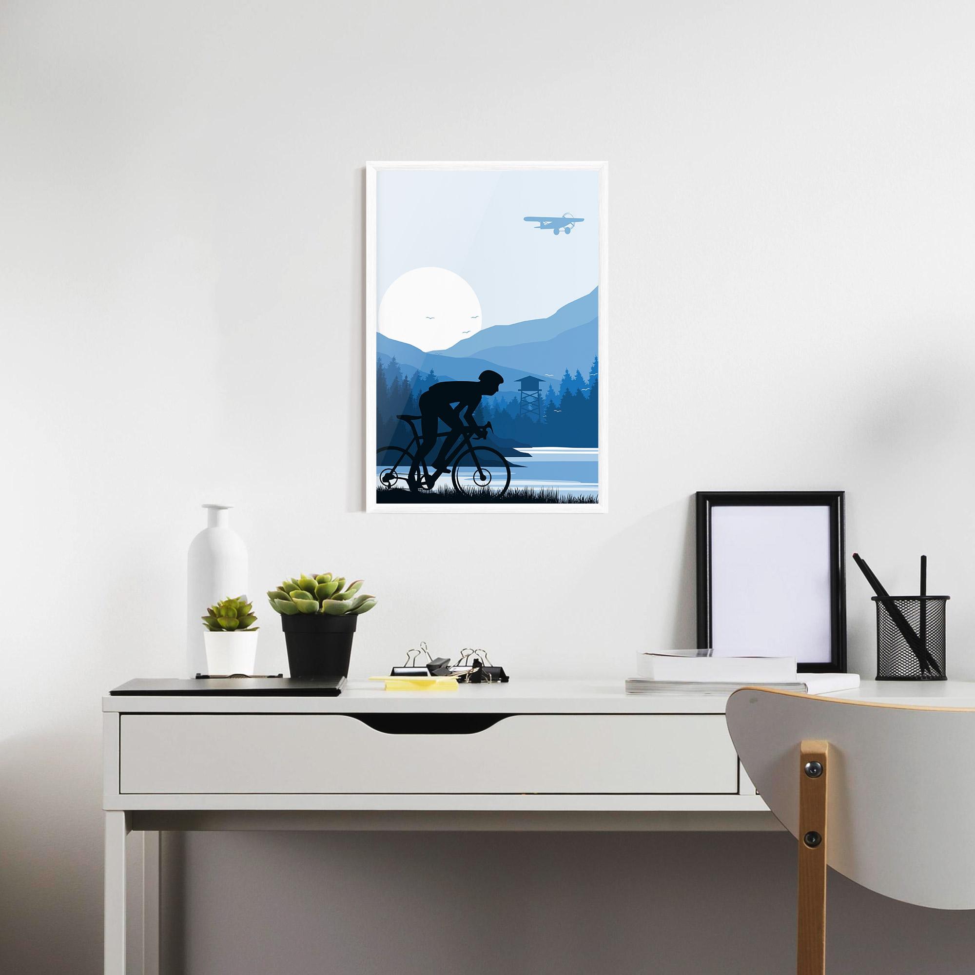 Gerahmte Poster Blue Light Bike mockup 7