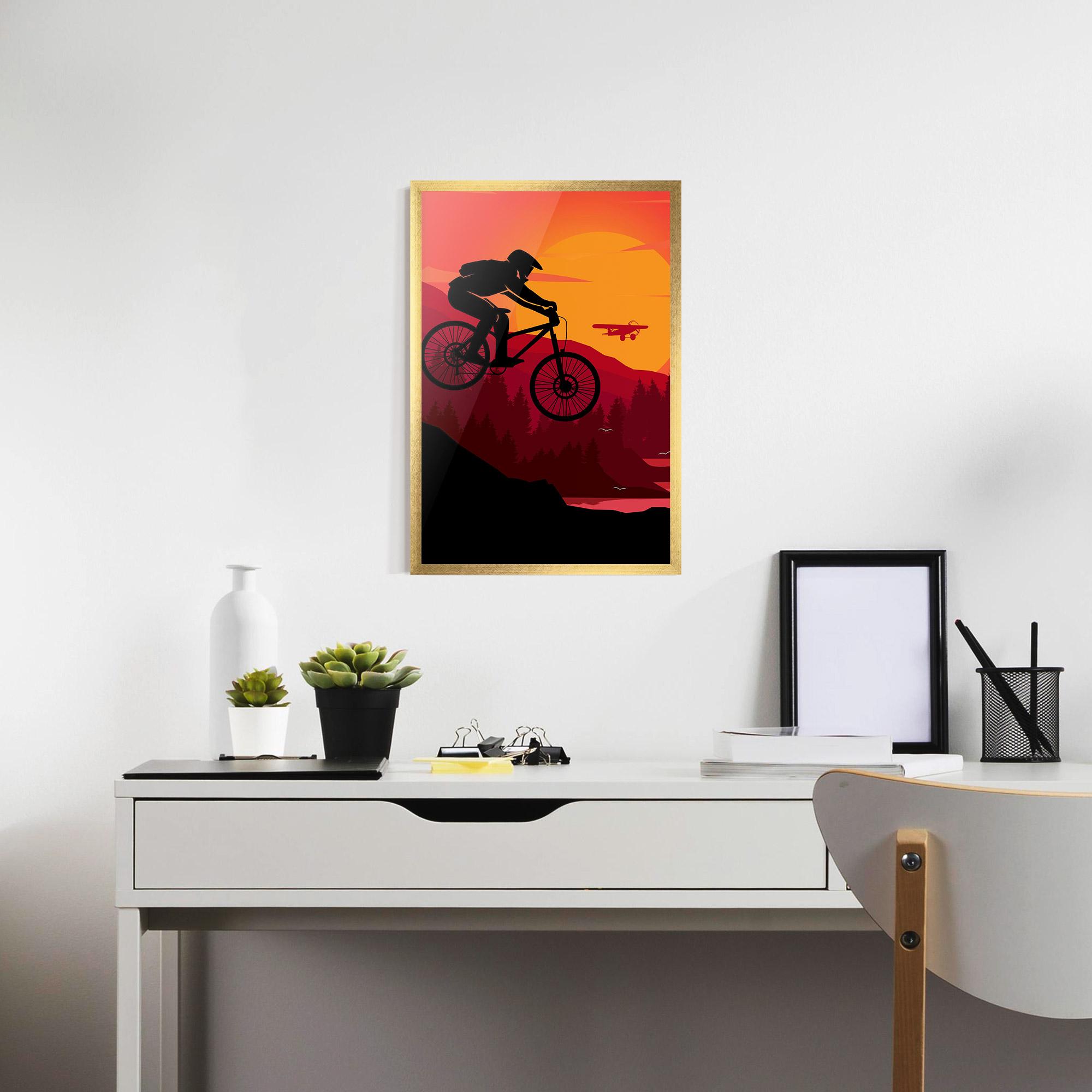 Gerahmte Poster Mountain Bike Sunset mockup 7