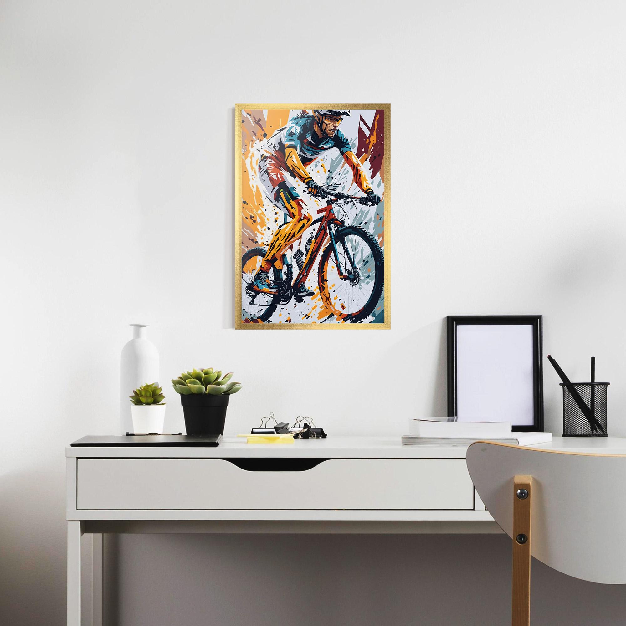 Gerahmte Poster Orange Bike Art mockup 7