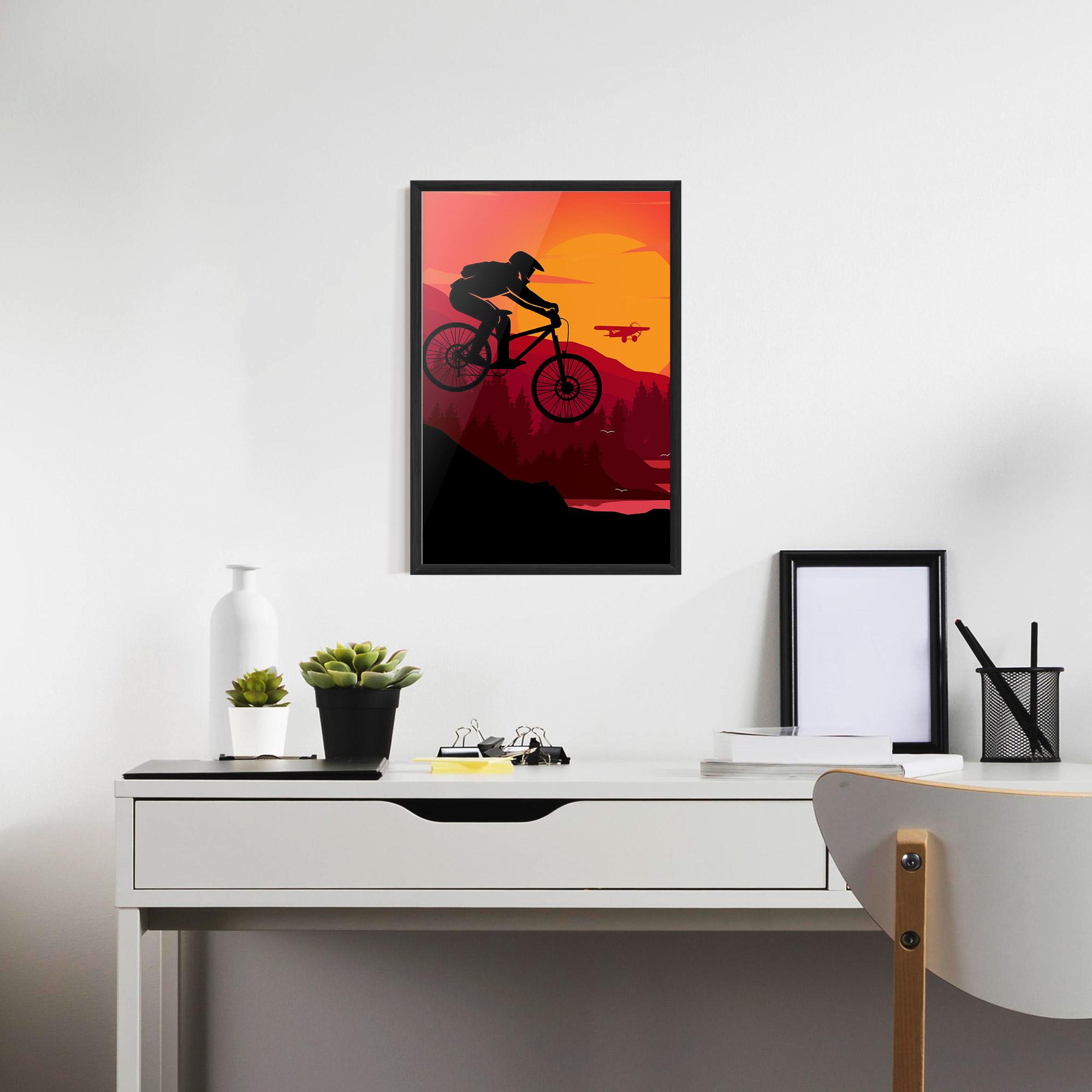 Gerahmte Poster Mountain Bike Sunset mockup 7