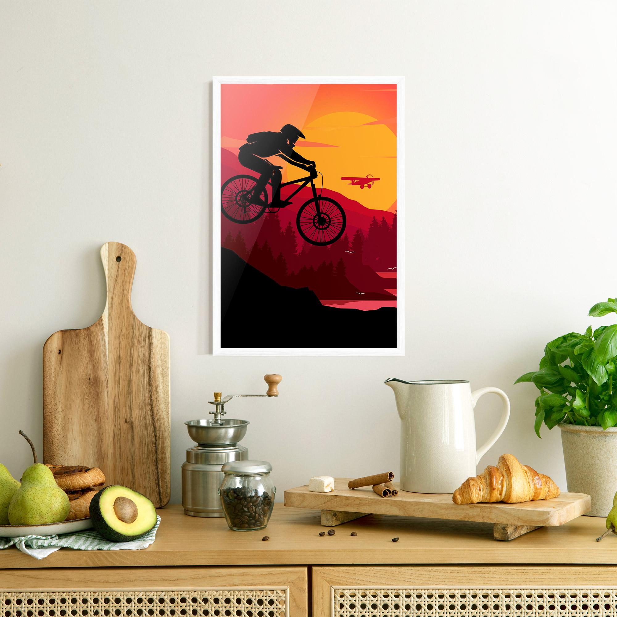 Gerahmte Poster Mountain Bike Sunset mockup 8