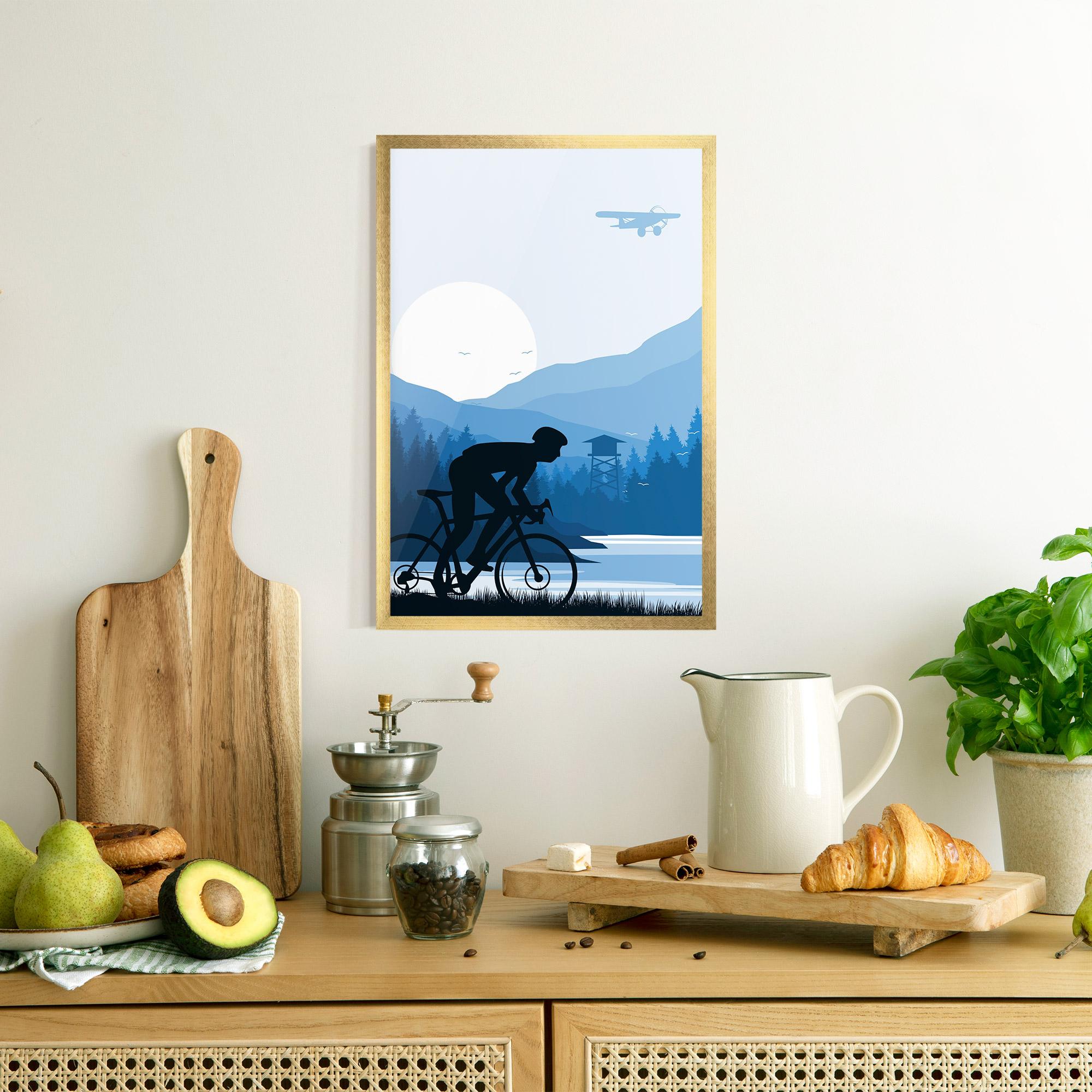 Gerahmte Poster Blue Light Bike mockup 8