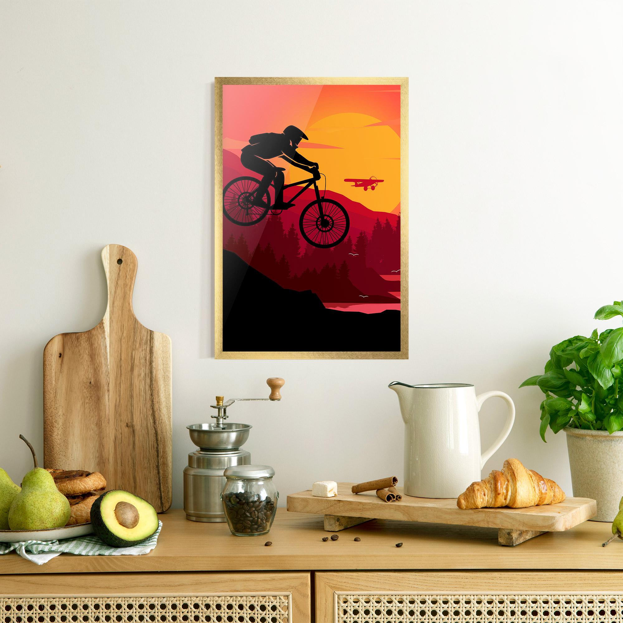 Gerahmte Poster Mountain Bike Sunset mockup 8